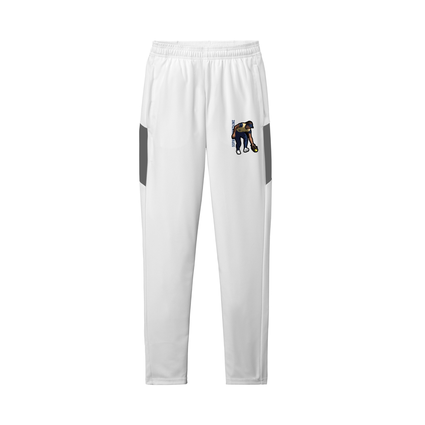 Team Travel Pant — Name Vertical in White/Grey