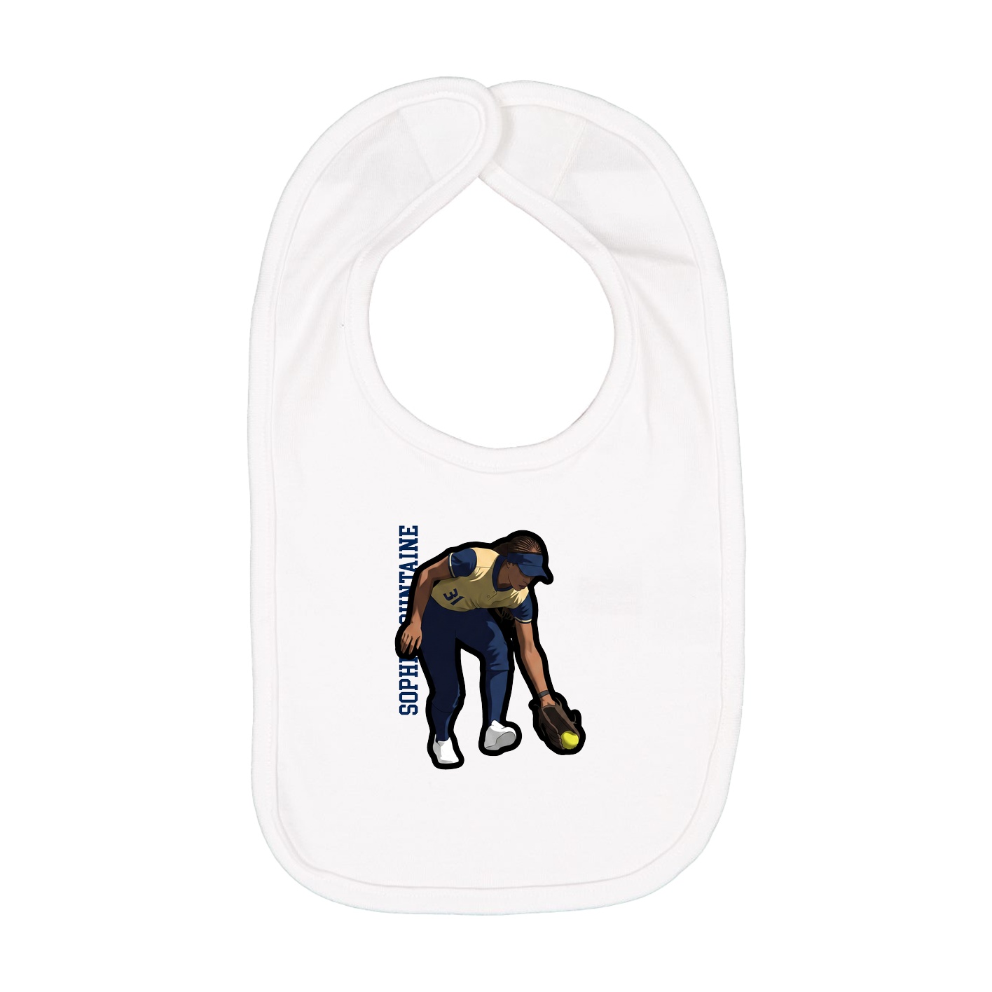 Infant Bib — Name Vertical in White