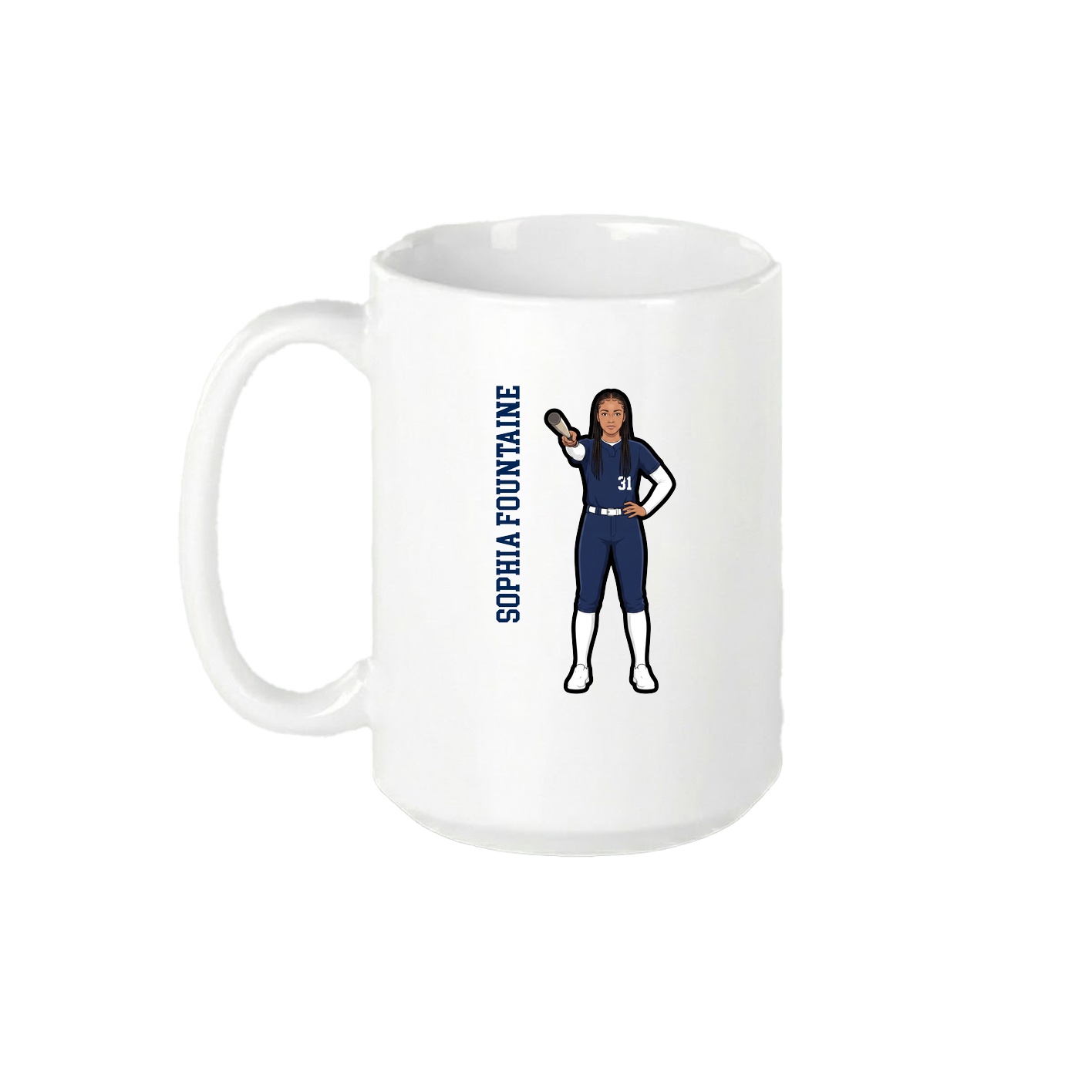 15oz Coffee Mug — Name Vertical in White