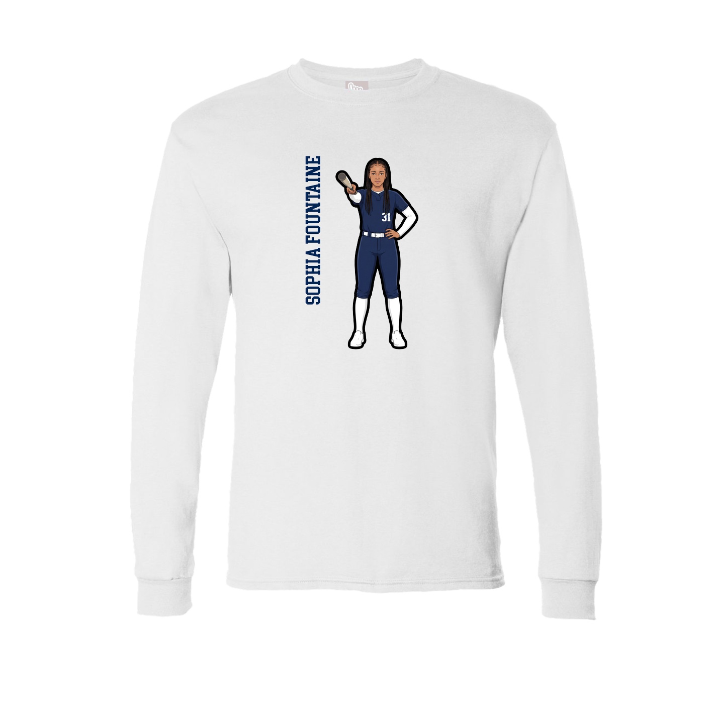 Long Sleeve Tee — Name Vertical in White