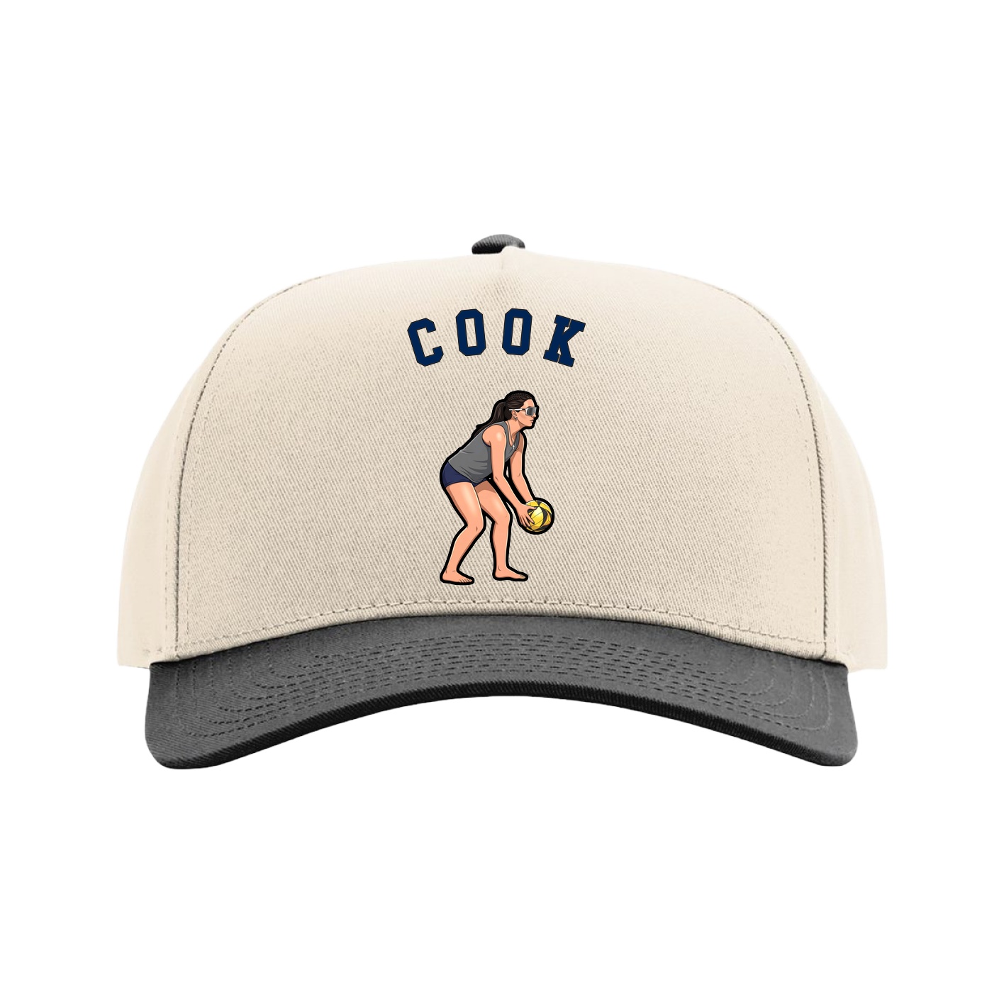 Full Fabric Five-Panel Champ Cap — Shirsey Arch in Cream/Black