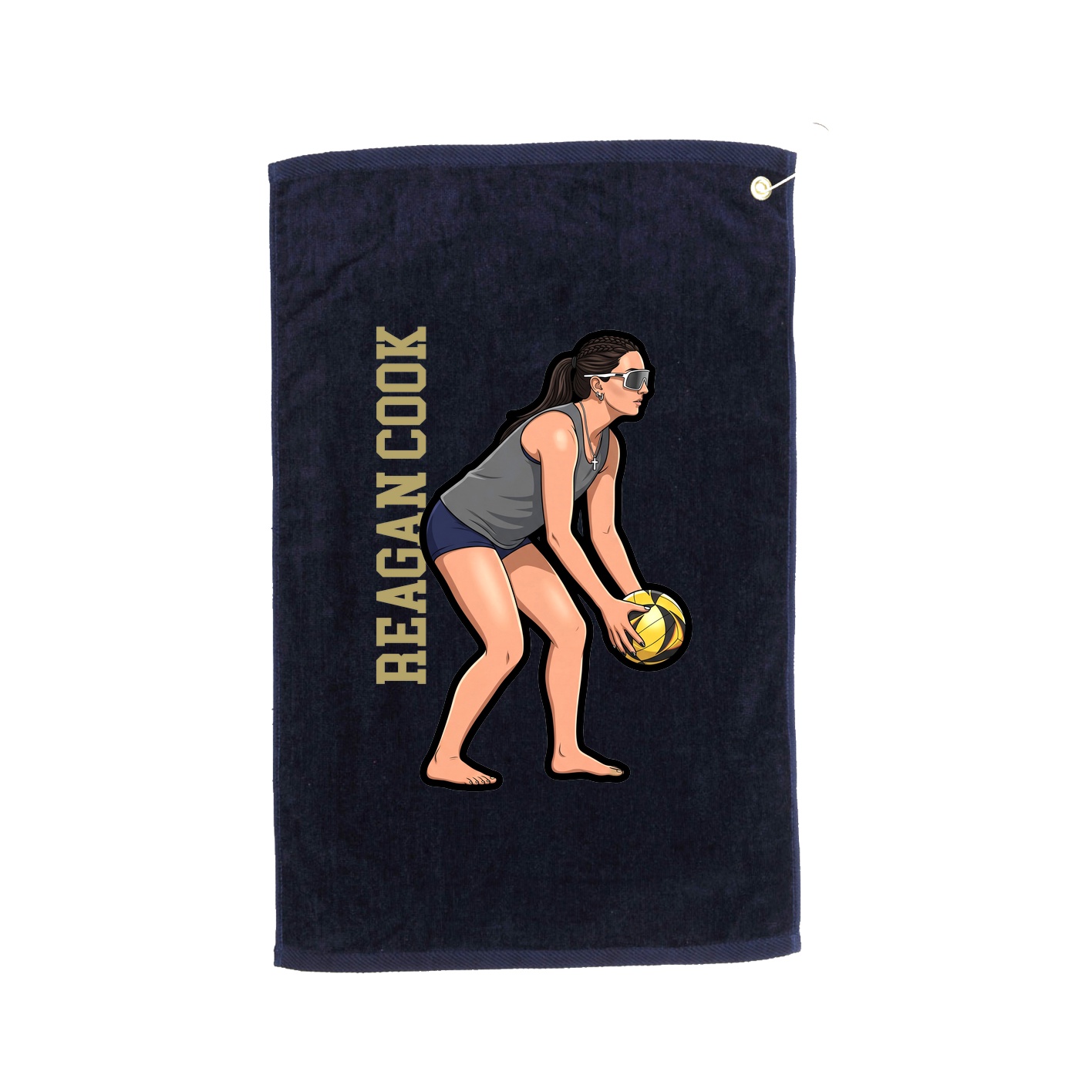 Golf Towel — Name Vertical in Navy