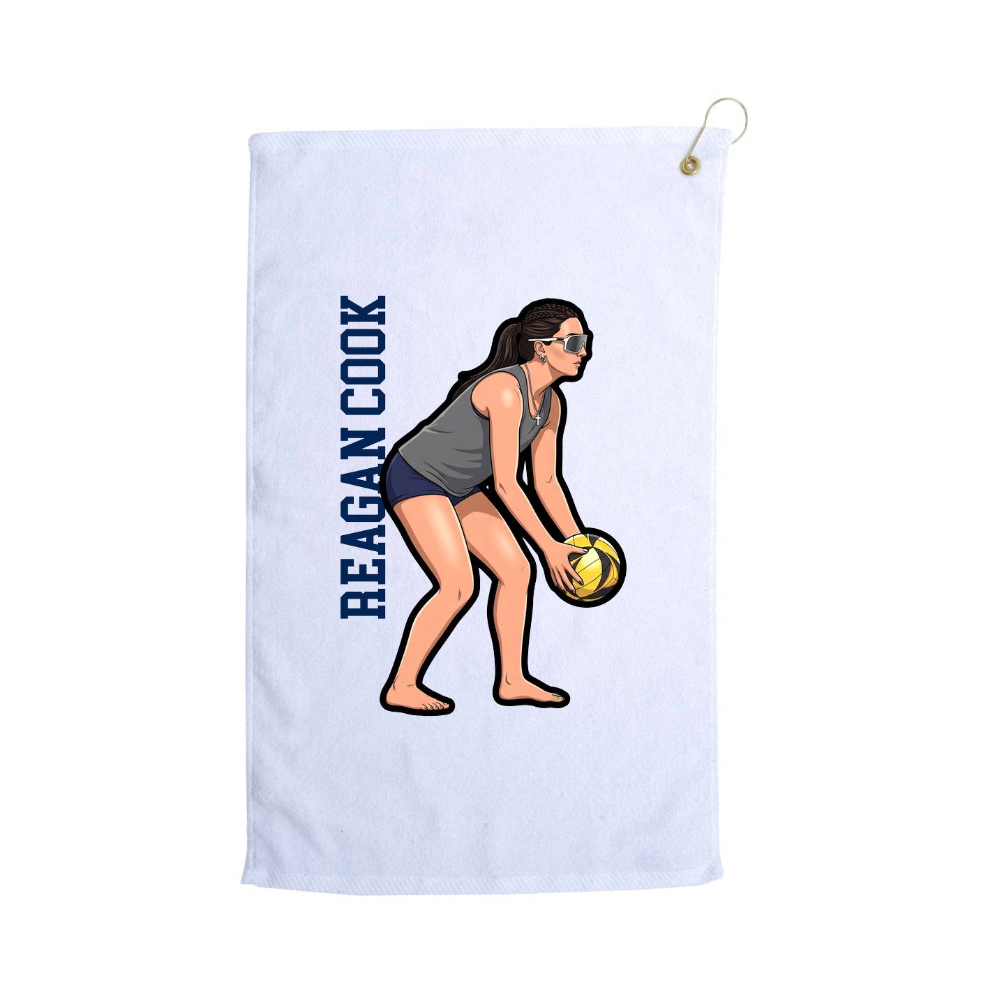 Golf Towel — Name Vertical in White