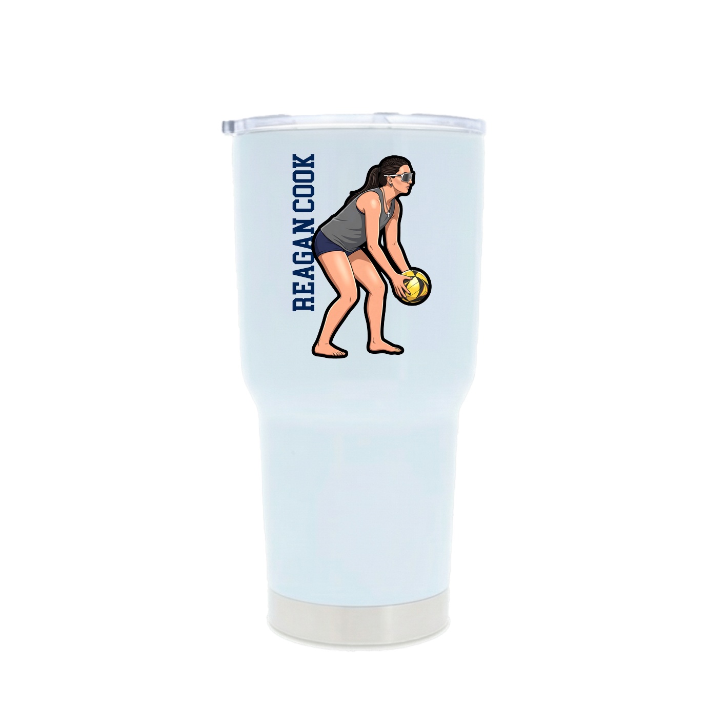 30oz Stainless Steel Tumbler — Name Vertical in White