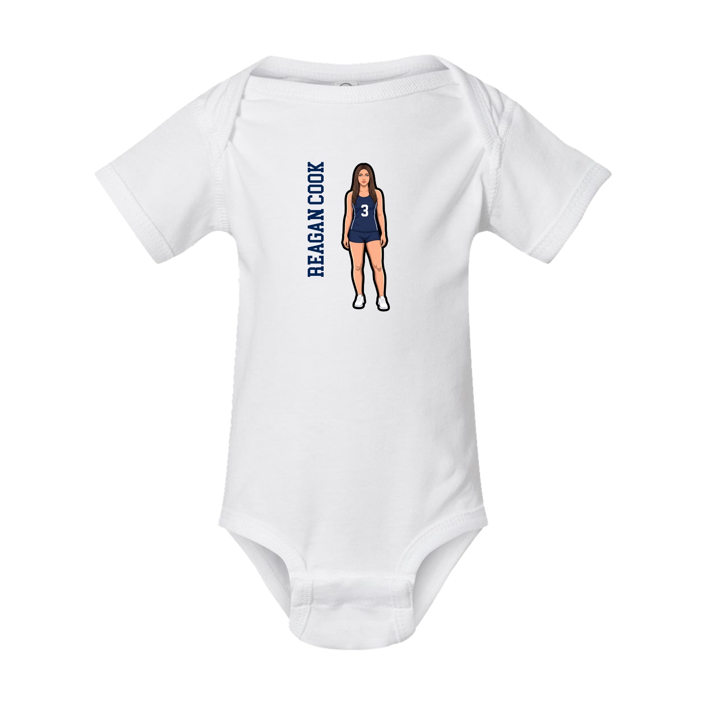 Baby Onesie — Name Vertical in White