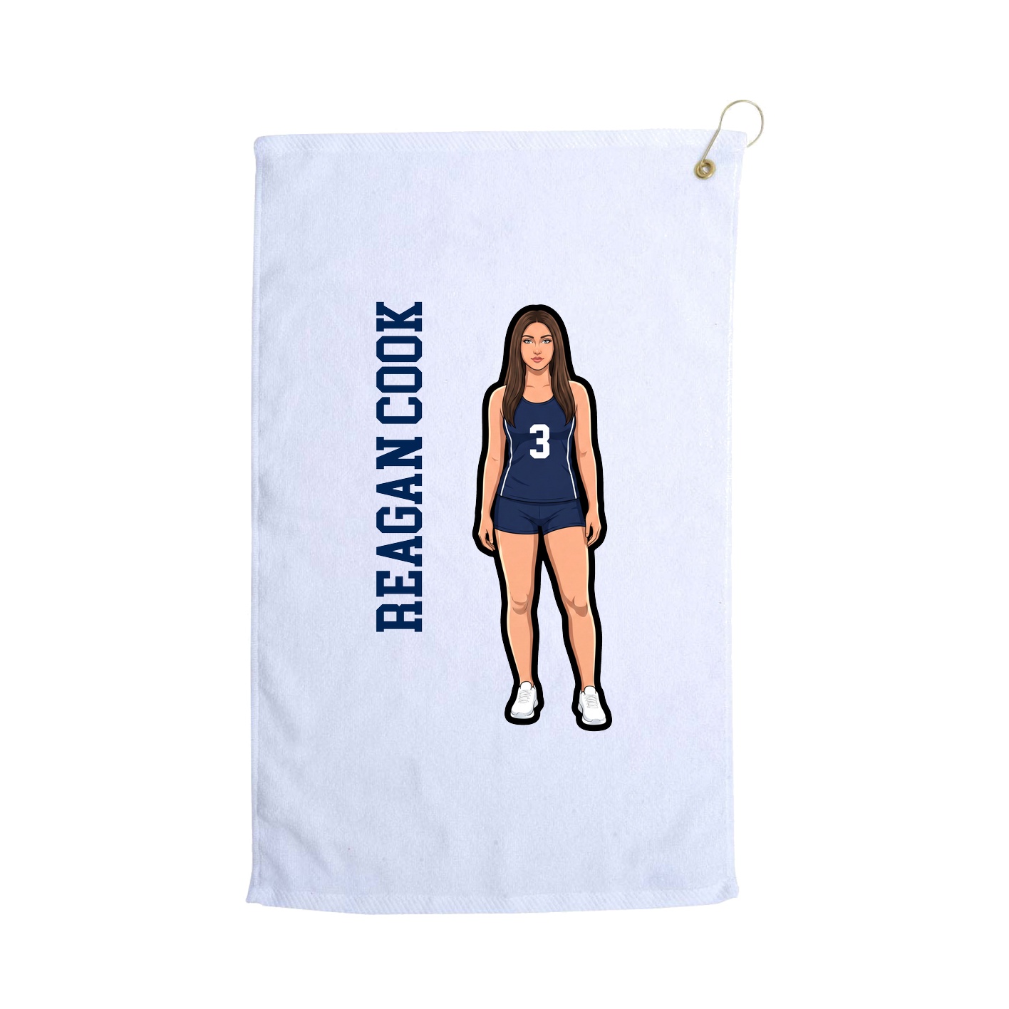 Golf Towel — Name Vertical in White