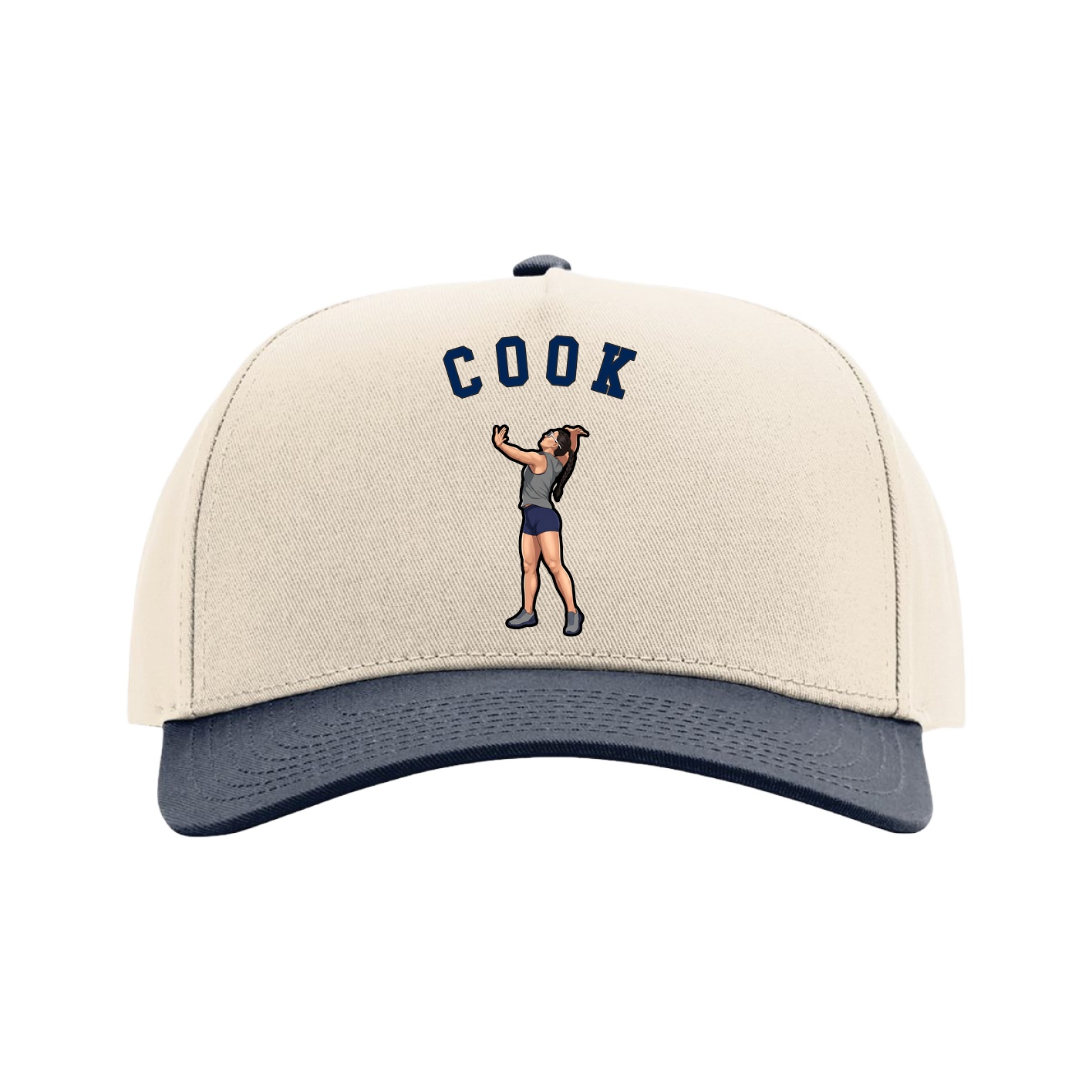 Full Fabric Five-Panel Champ Cap — Shirsey Arch in Cream/Navy