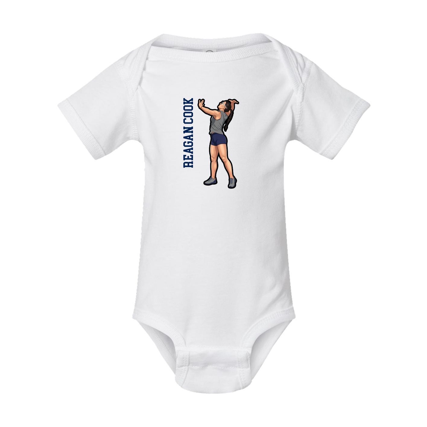 Baby Onesie — Name Vertical in White