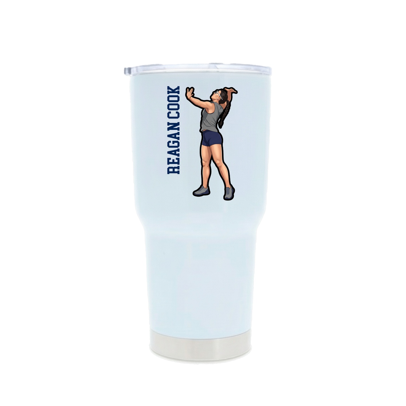 30oz Stainless Steel Tumbler — Name Vertical in White
