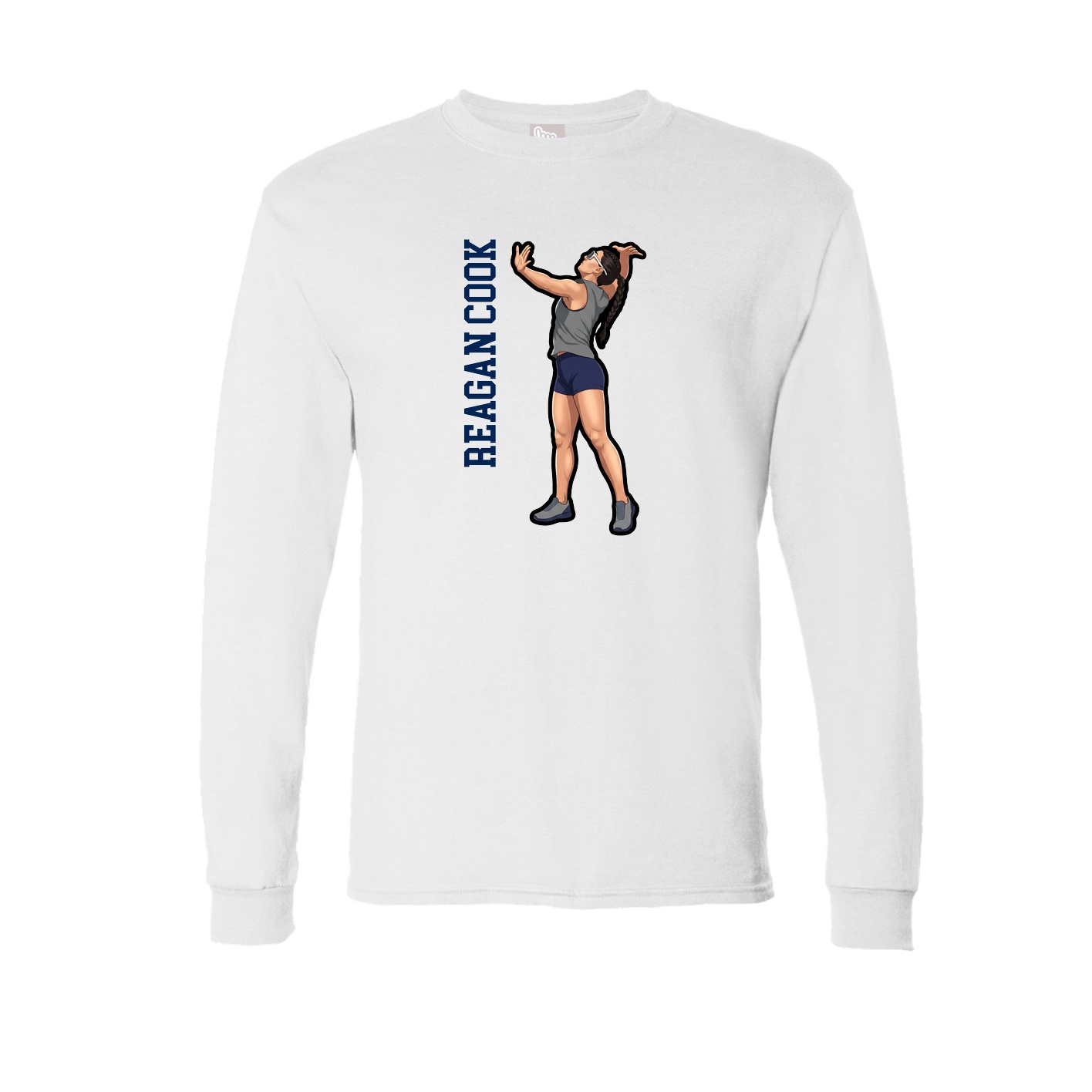 Long Sleeve Tee — Name Vertical in White