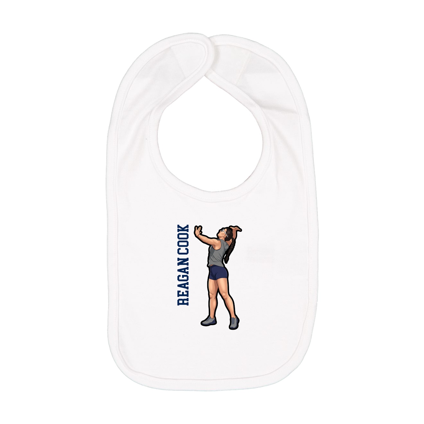 Infant Bib — Name Vertical in White