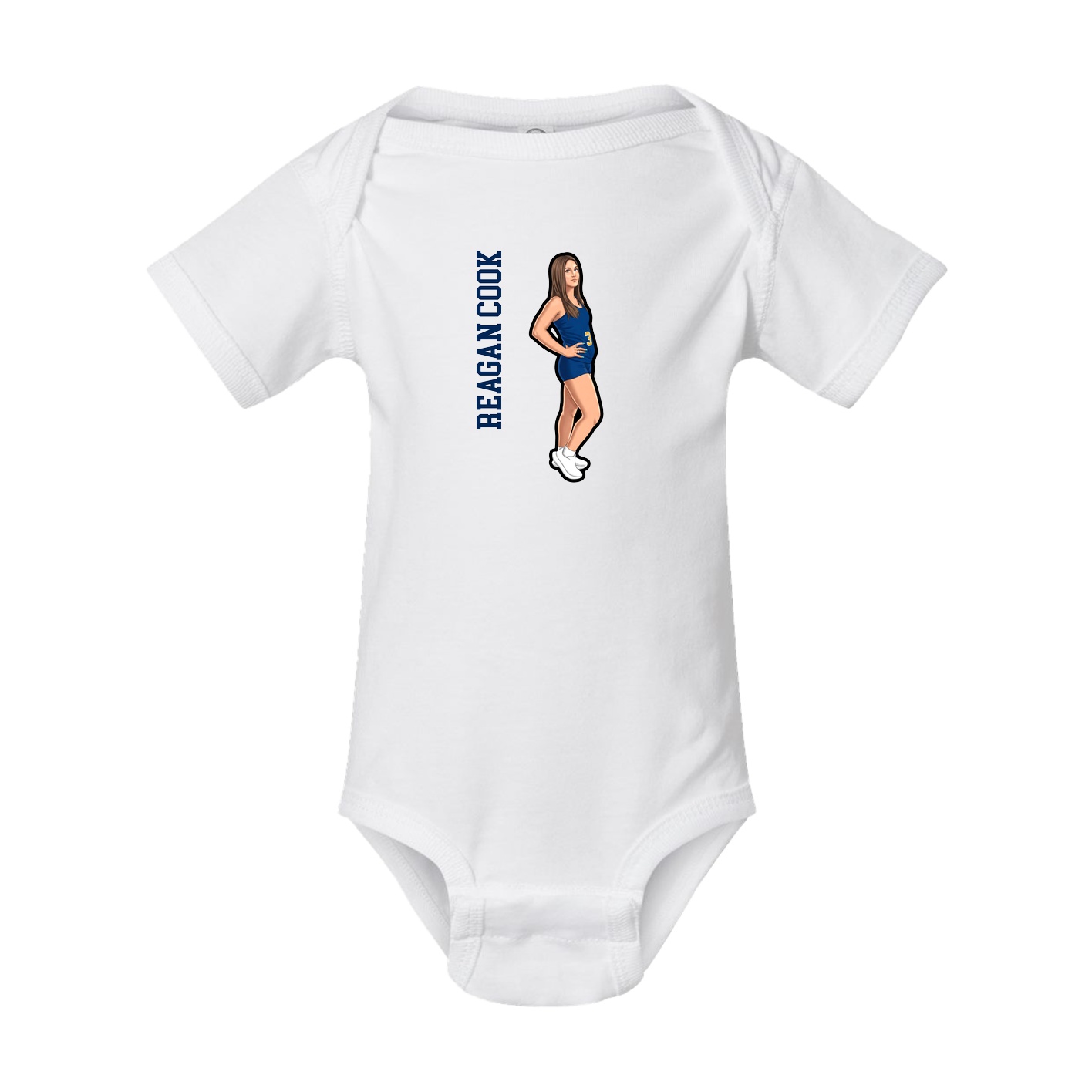 Baby Onesie — Name Vertical in White