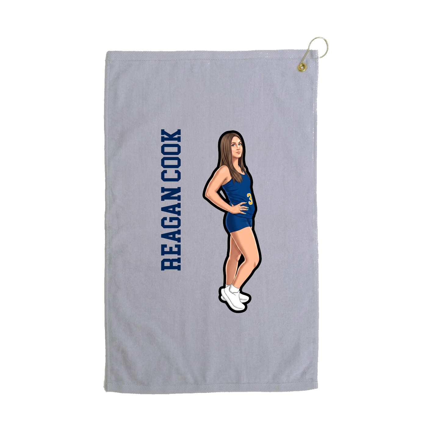 Golf Towel — Name Vertical in Grey