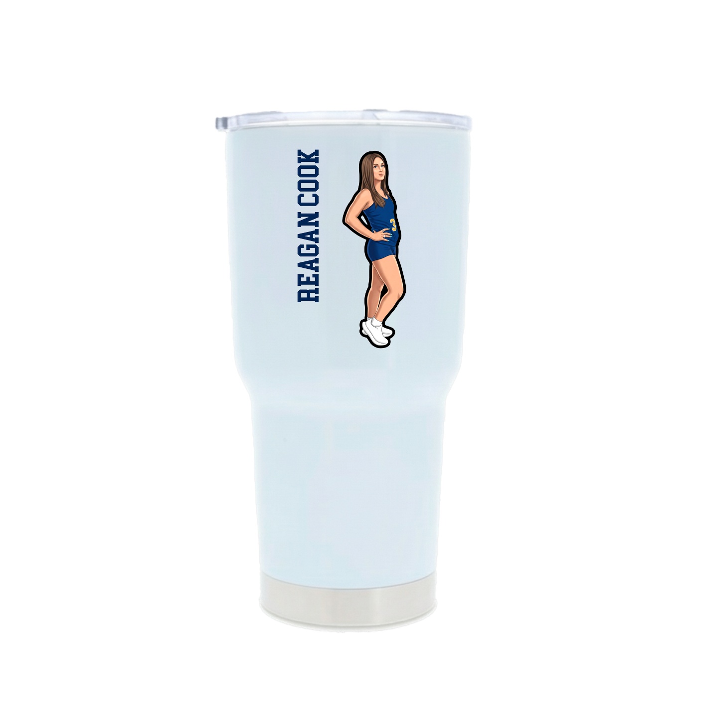 30oz Stainless Steel Tumbler — Name Vertical in White