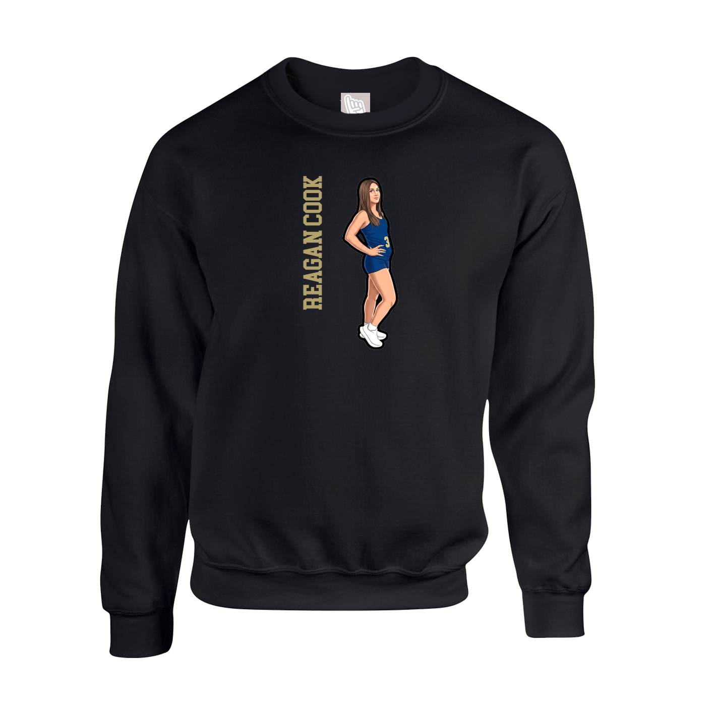 Fleece Crew — Name Vertical in Black