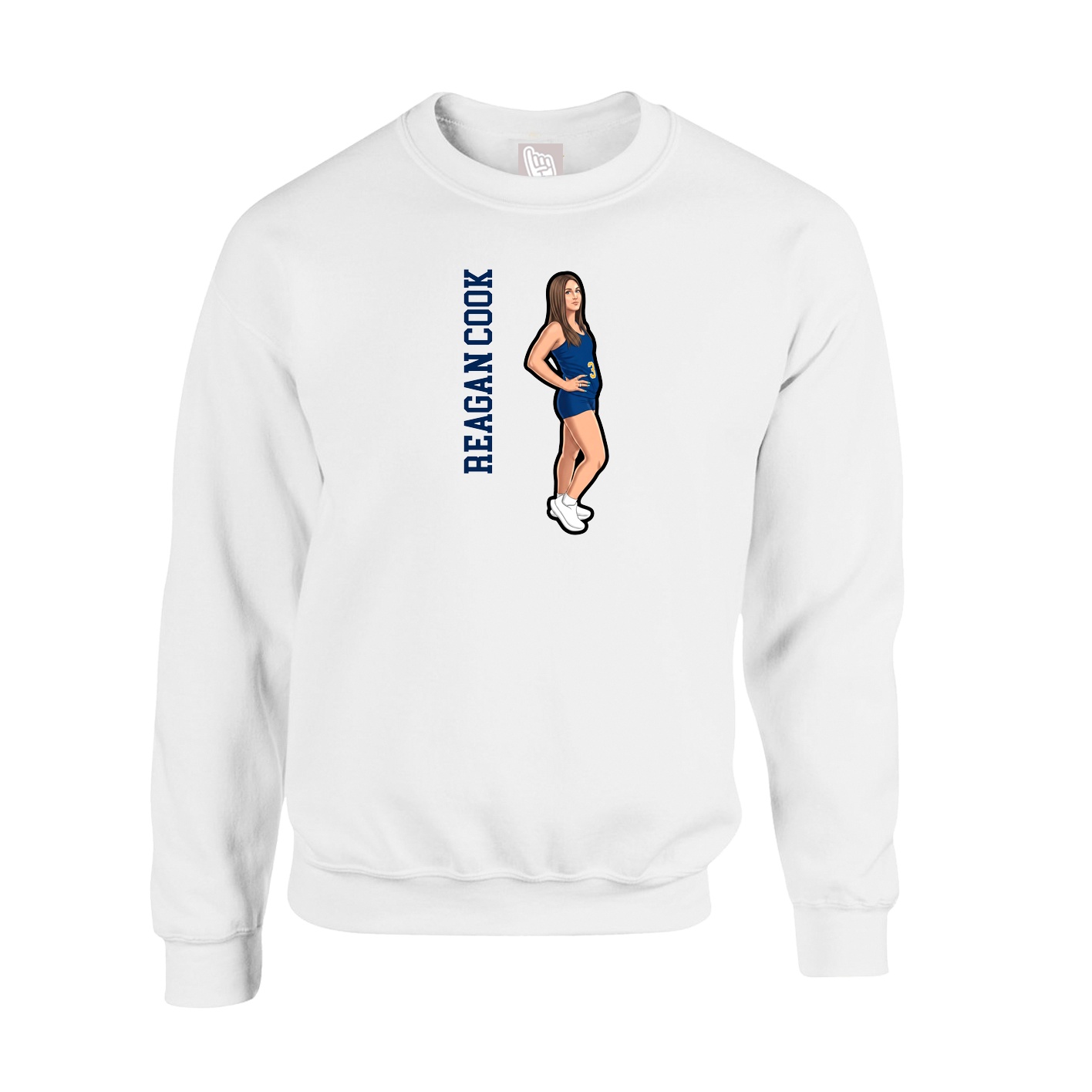 Fleece Crew — Name Vertical in White