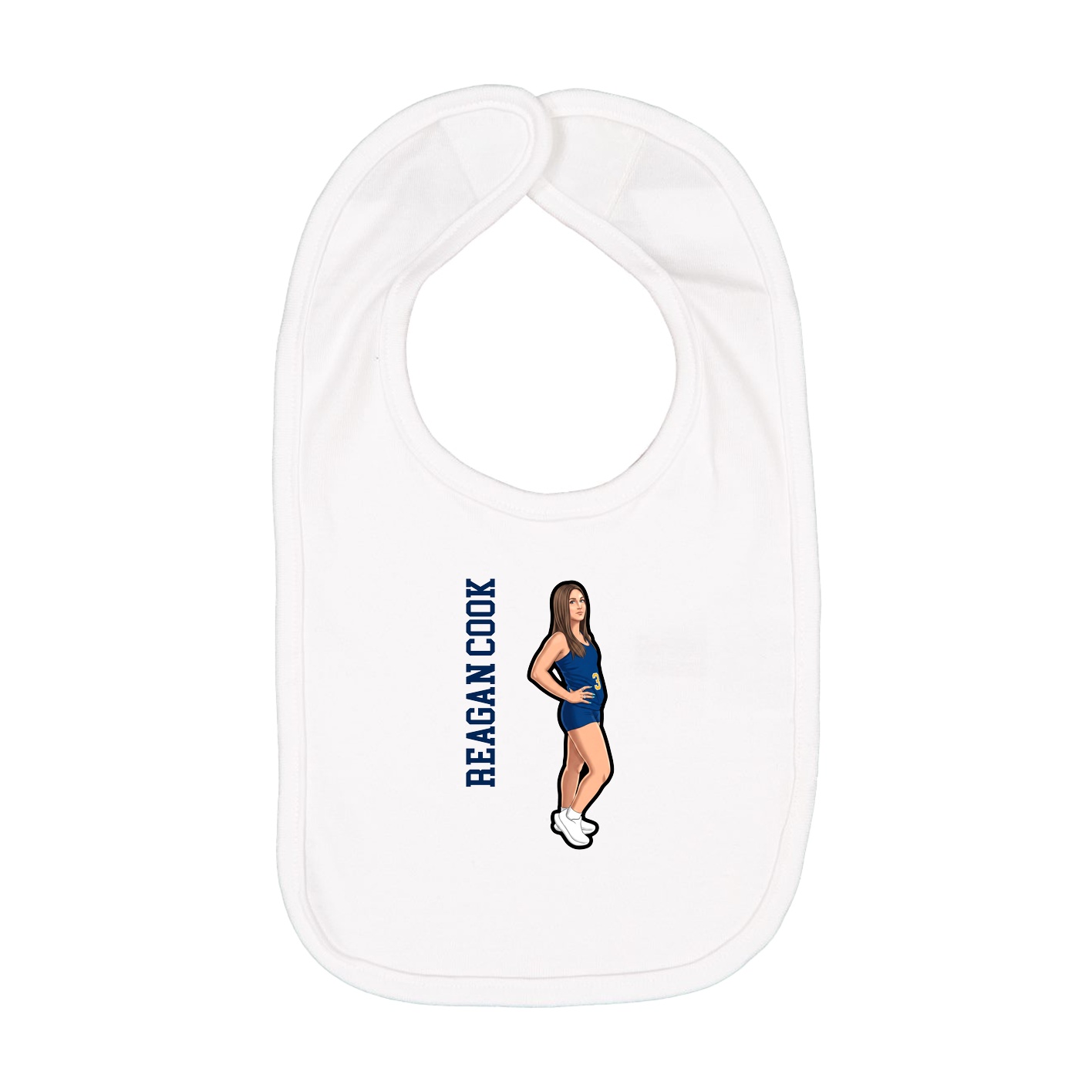 Infant Bib — Name Vertical in White