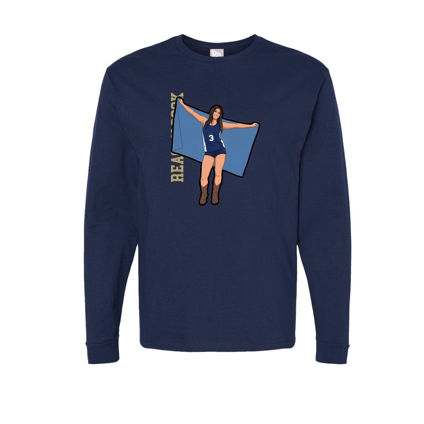 Long Sleeve Tee — Name Vertical in Navy