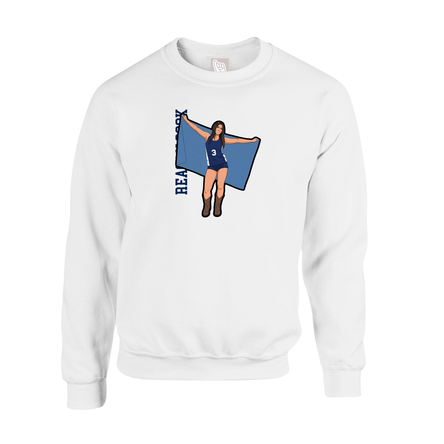 Fleece Crew — Name Vertical in White