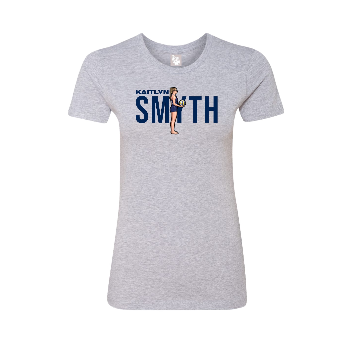 Fitted Women's Tee — Player Name in Grey