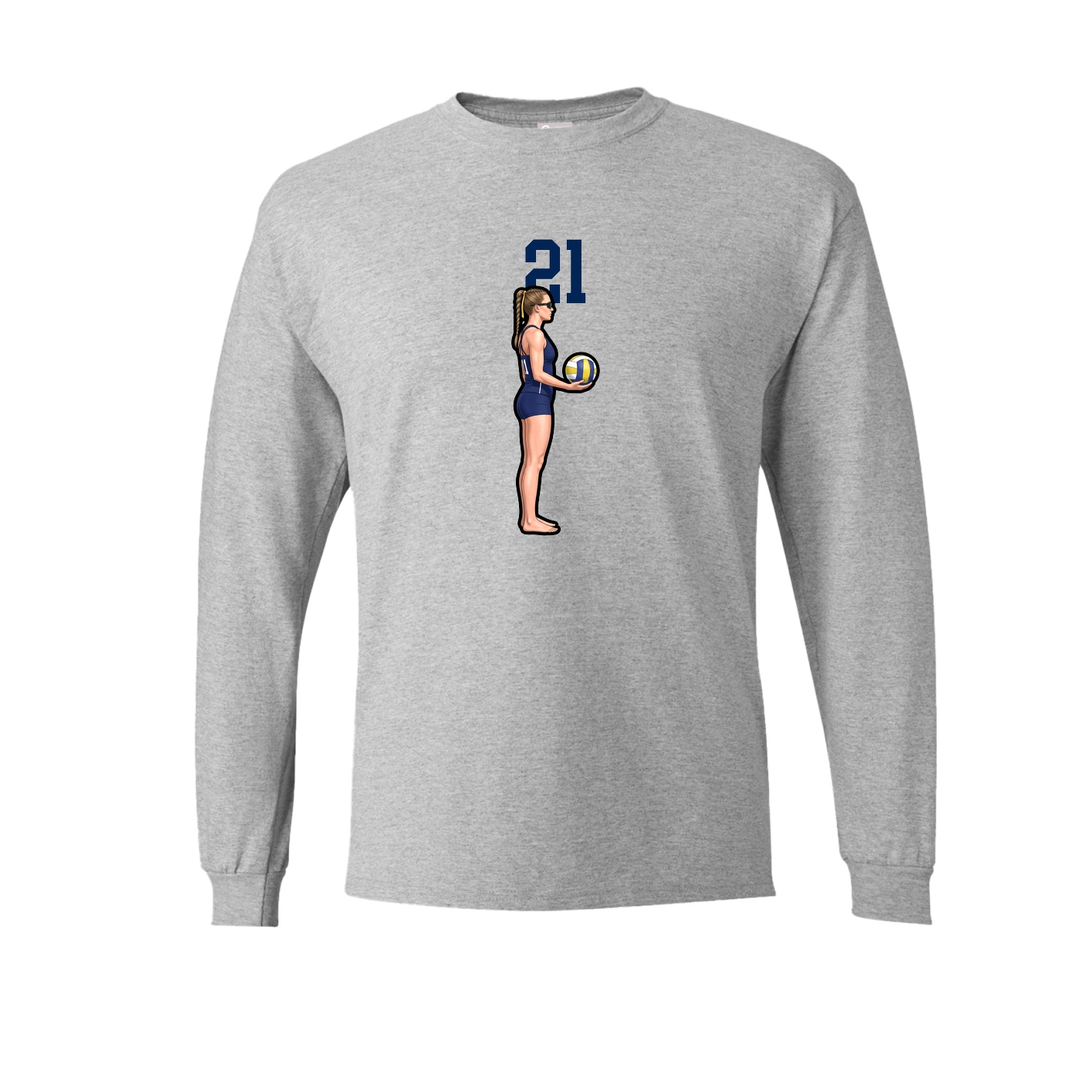 Long Sleeve Tee — Number Top in Grey