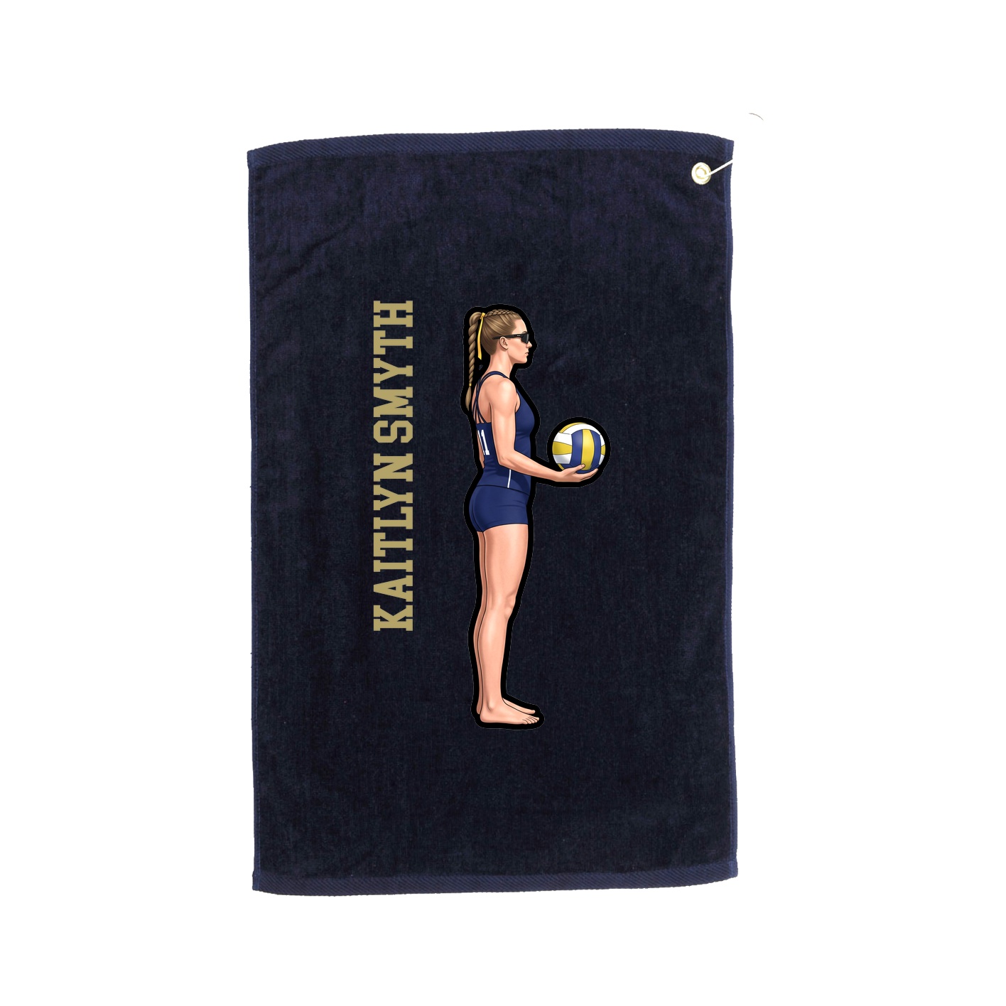 Golf Towel — Name Vertical in Navy
