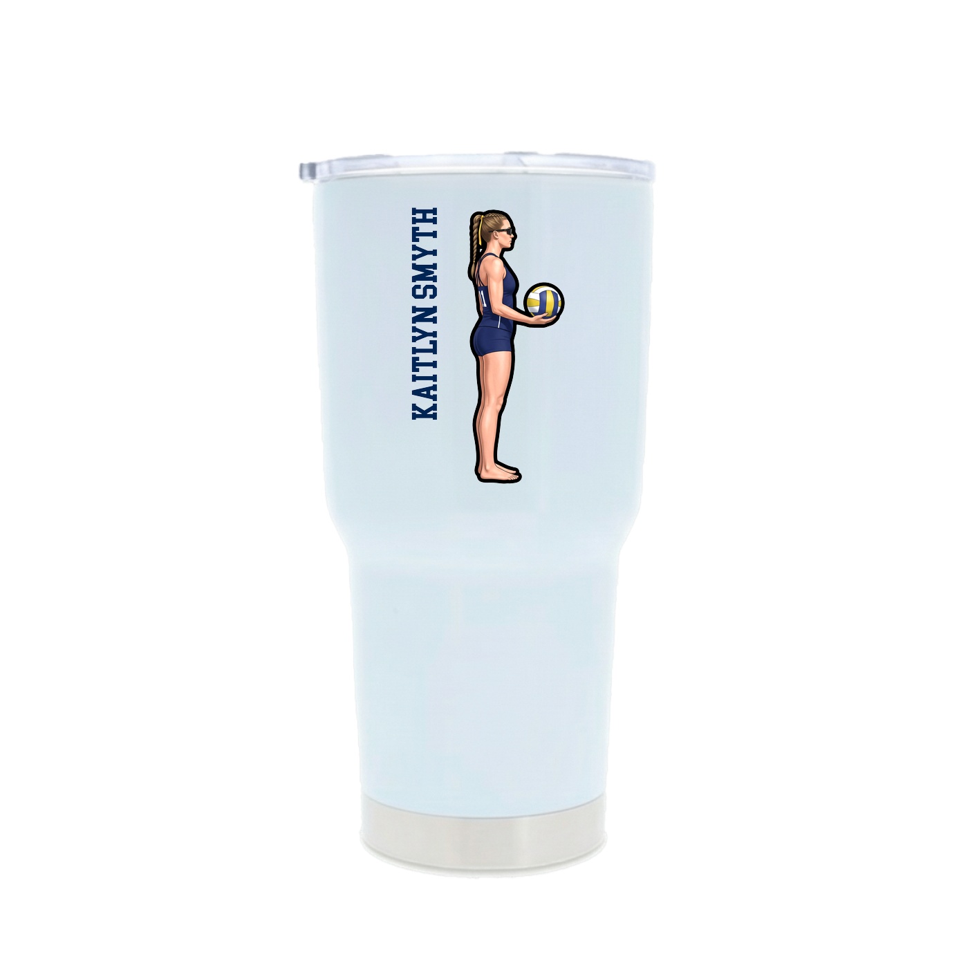 30oz Stainless Steel Tumbler — Name Vertical in White