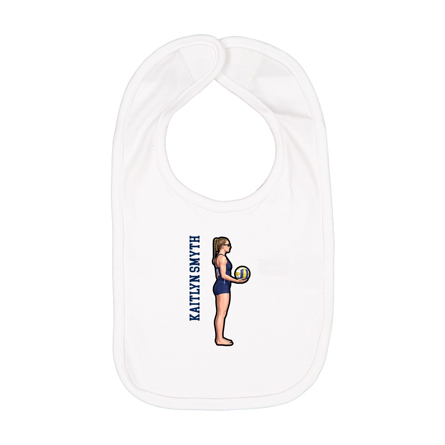 Infant Bib — Name Vertical in White
