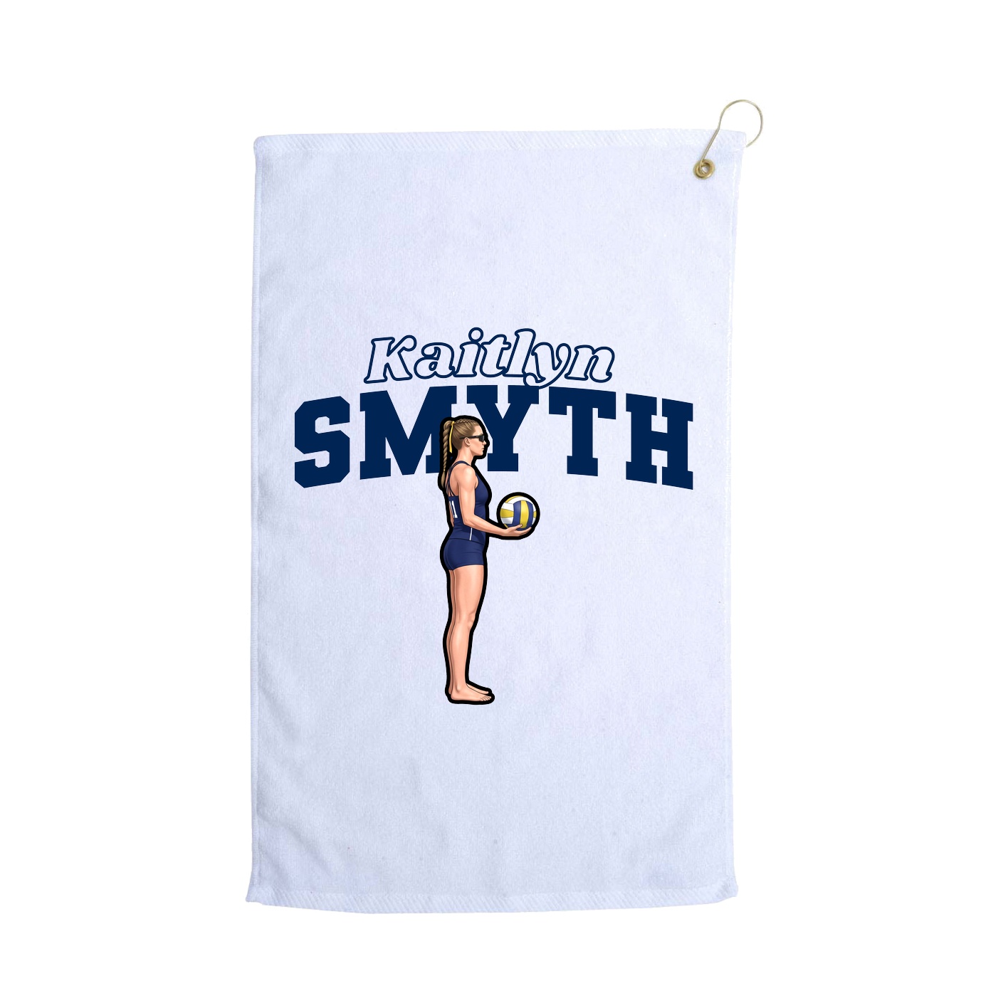 Golf Towel — Name Arch in White