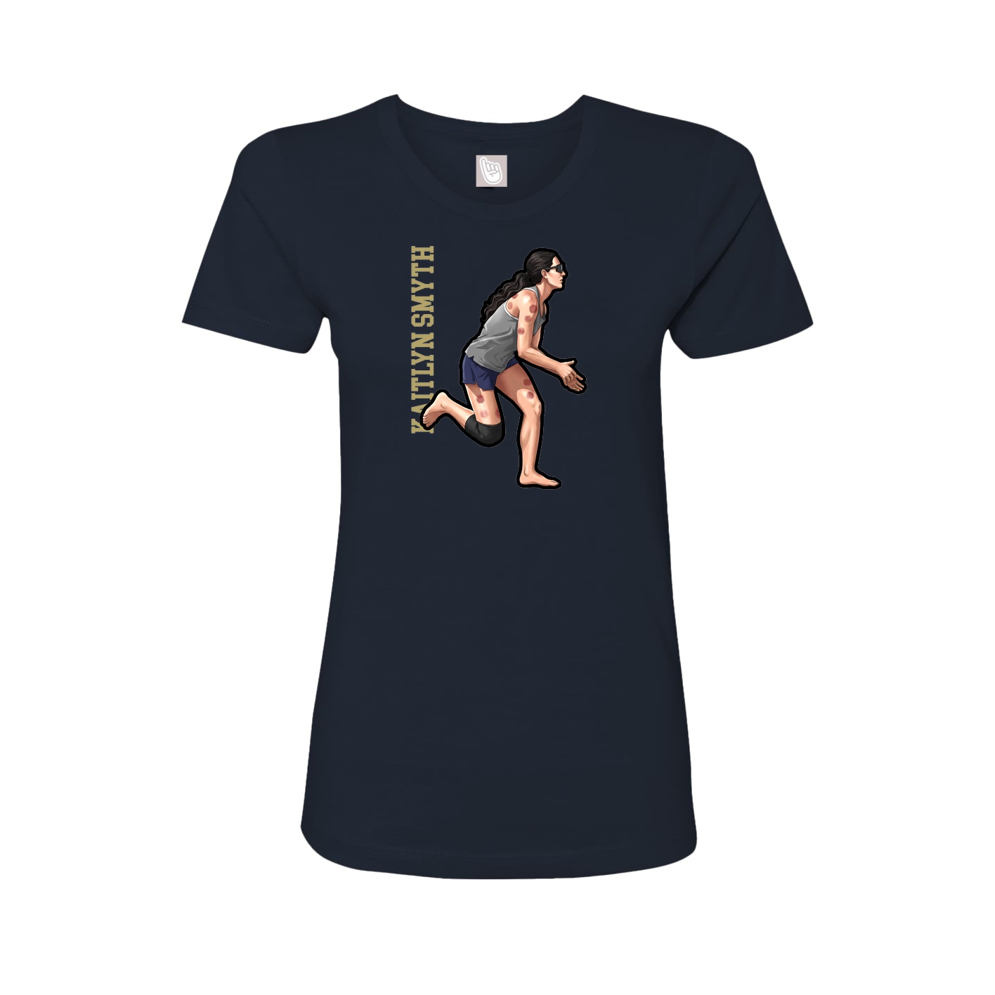 Fitted Women's Tee — Name Vertical in Navy