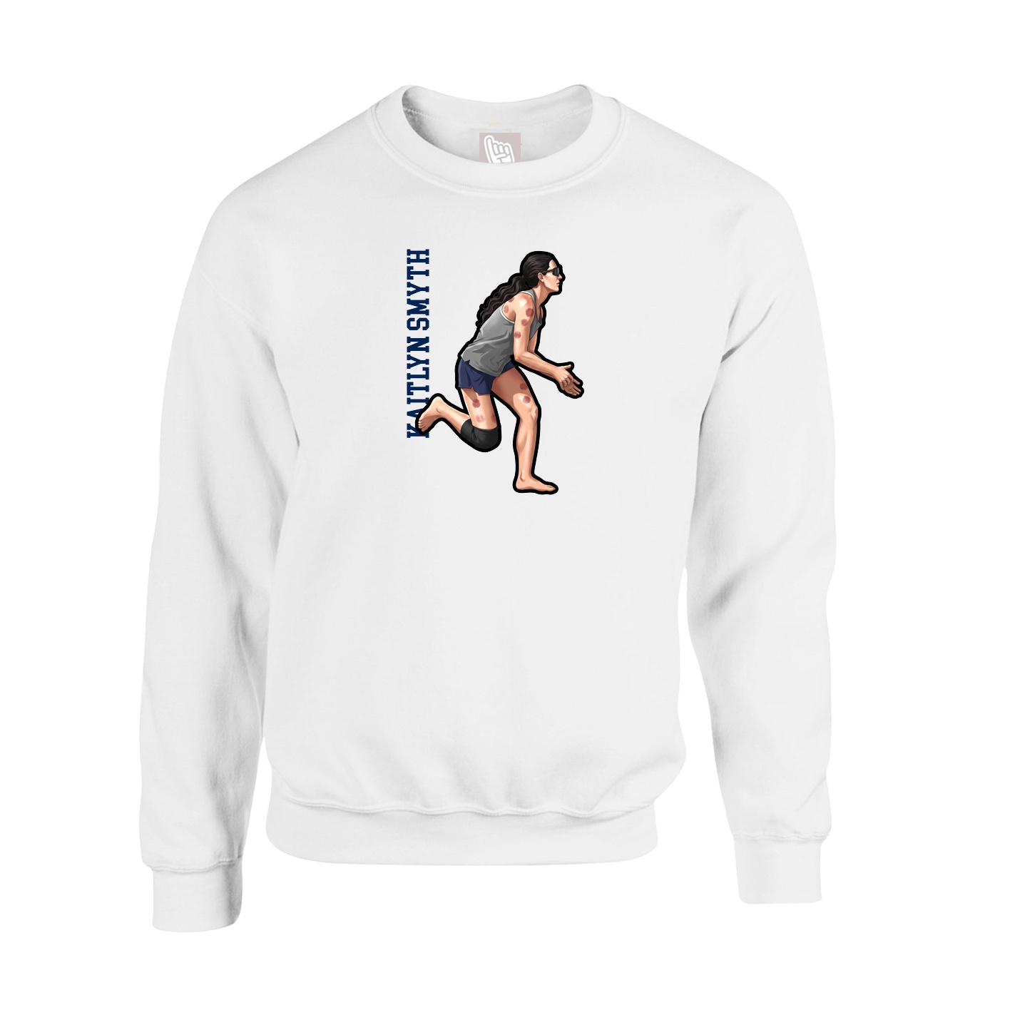 Fleece Crew — Name Vertical in White
