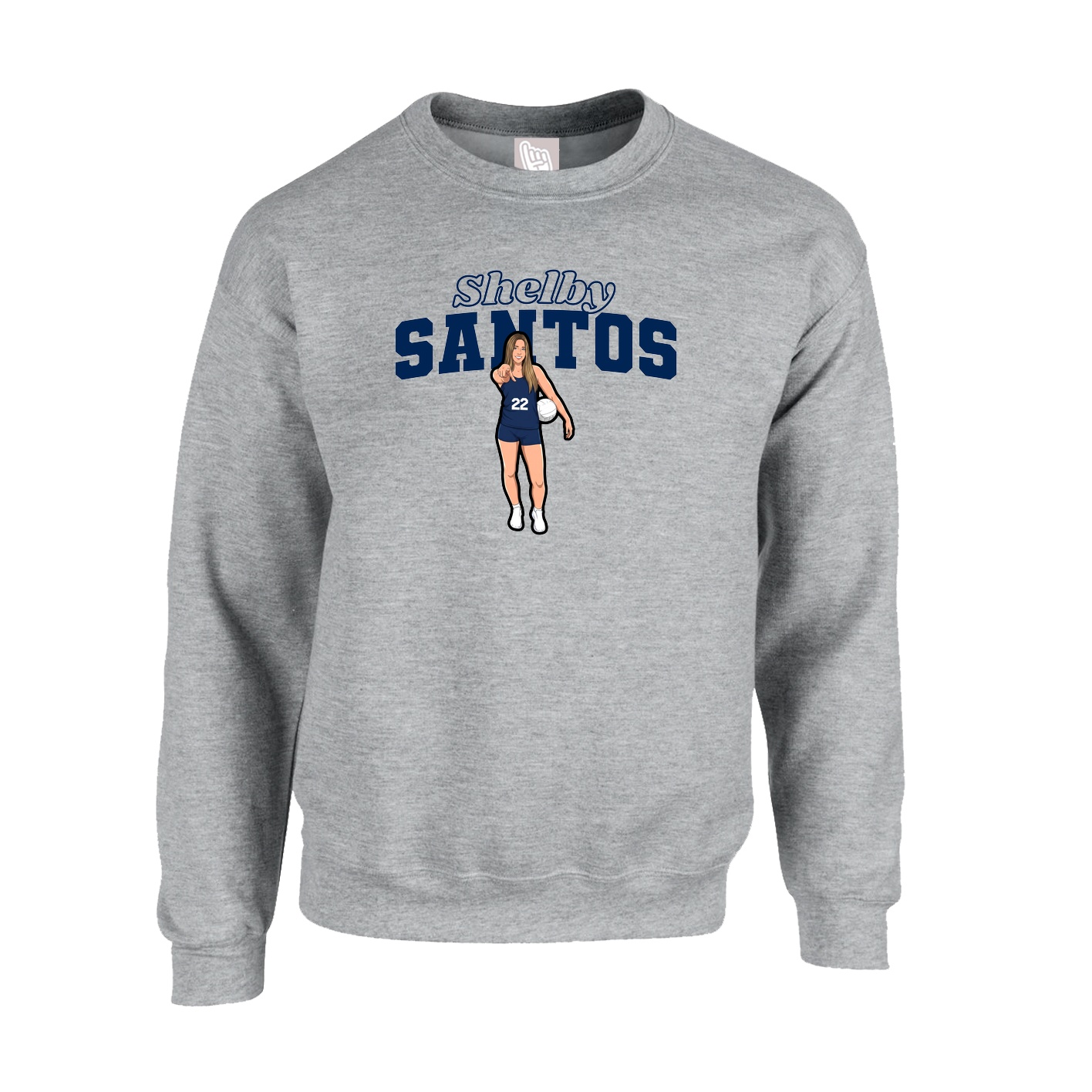 Fleece Crew — Name Arch in Grey