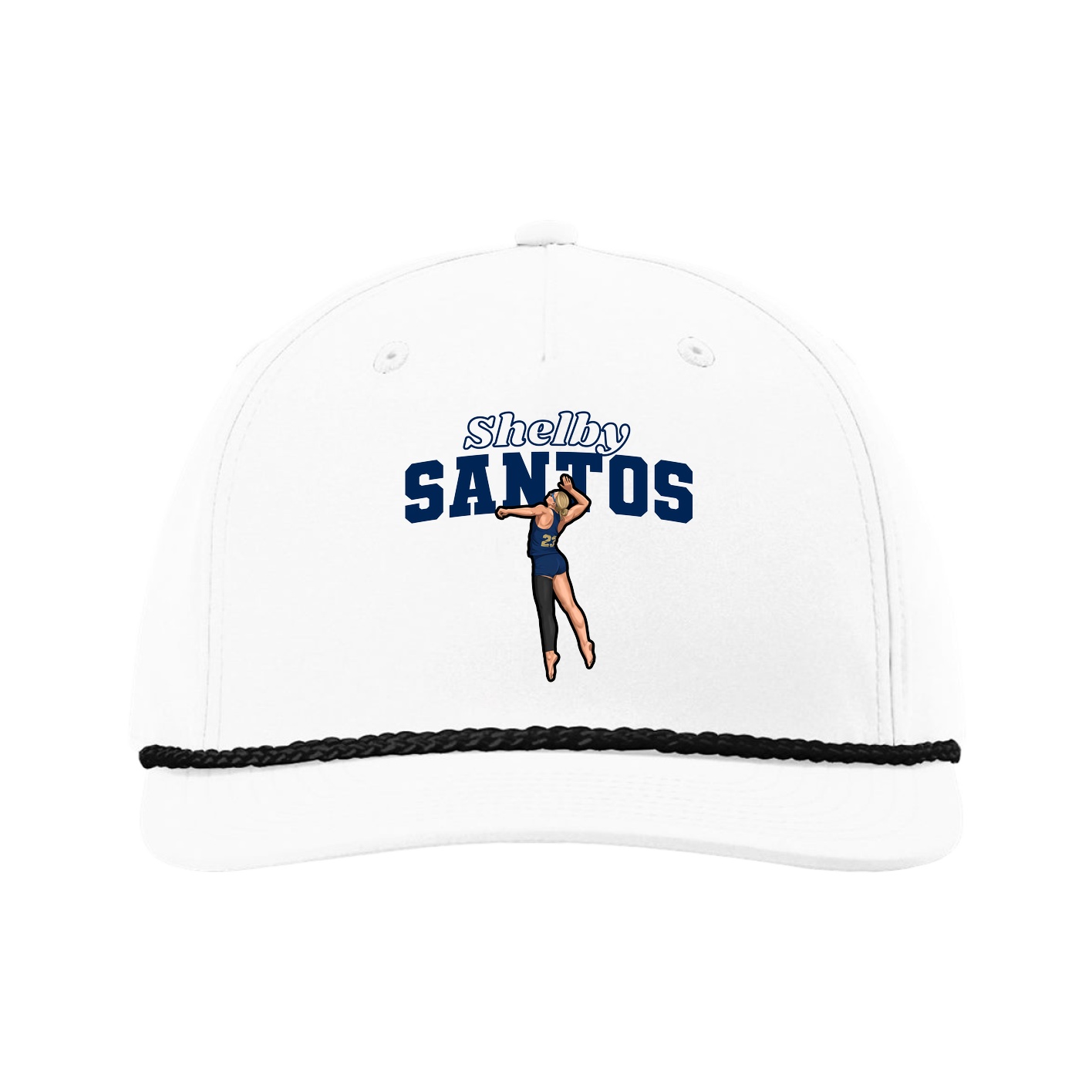 Five-Panel Classic Rope Cap — Name Arch in White