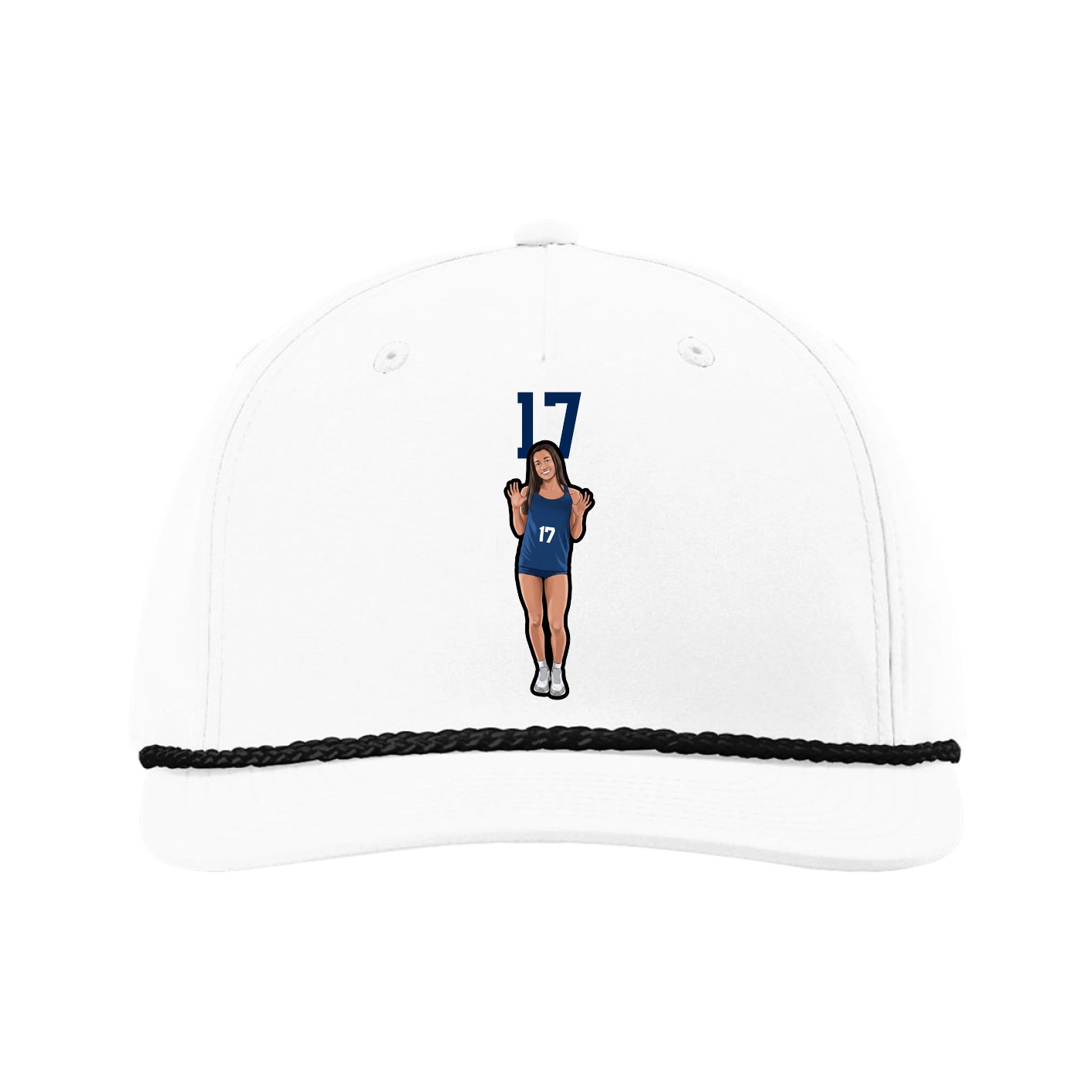 Five-Panel Classic Rope Cap — Number Top in White