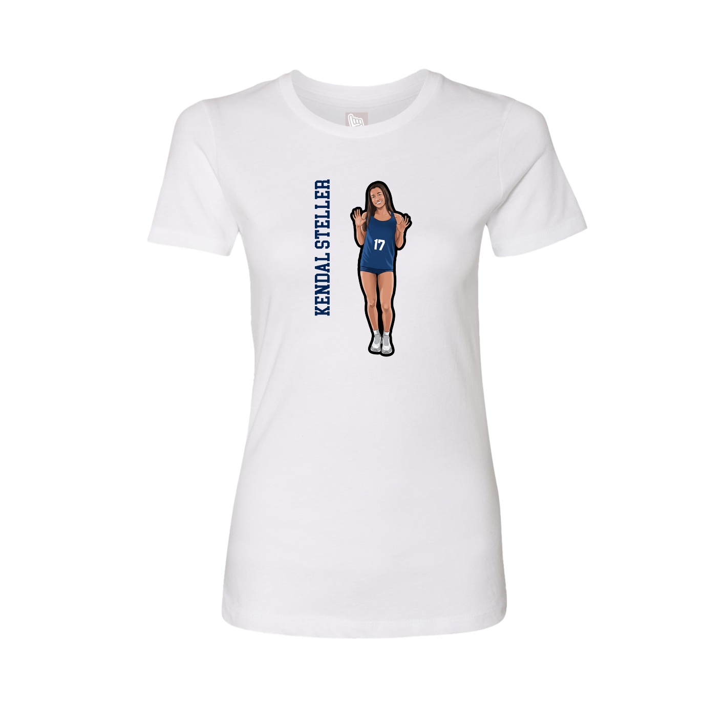 Fitted Women's Tee — Name Vertical in White
