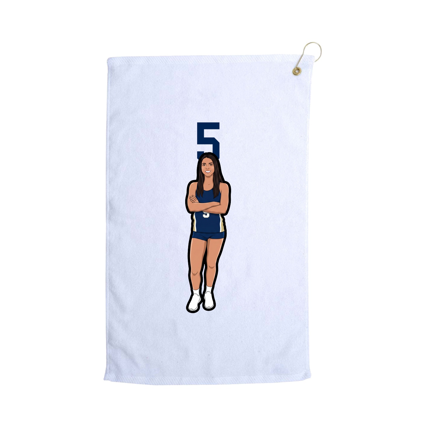 Golf Towel — Number Top in White