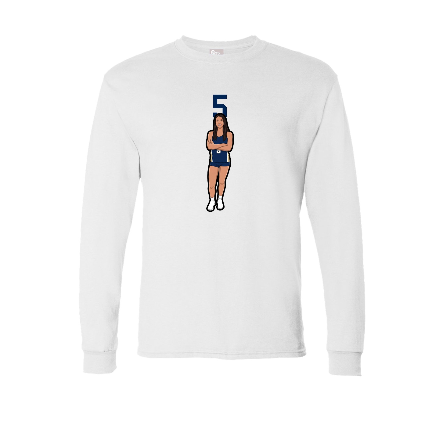 Long Sleeve Tee — Number Top in White