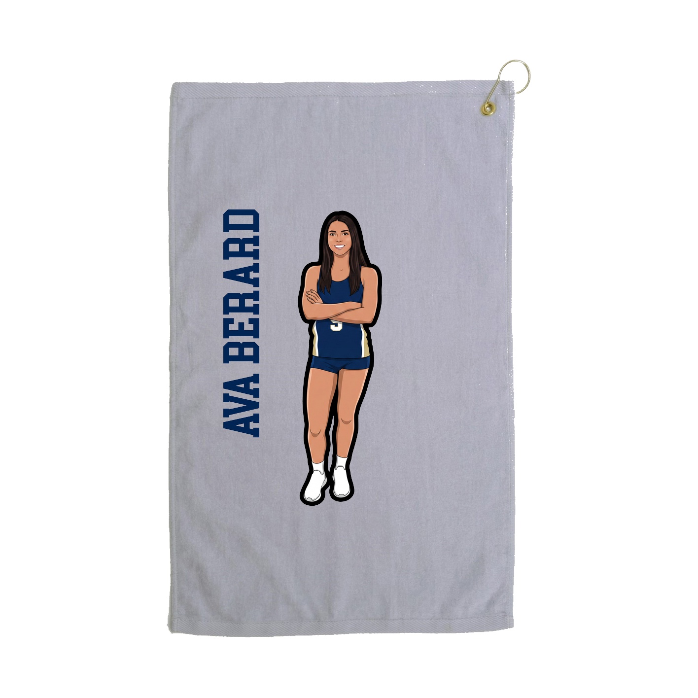 Golf Towel — Name Vertical in Grey