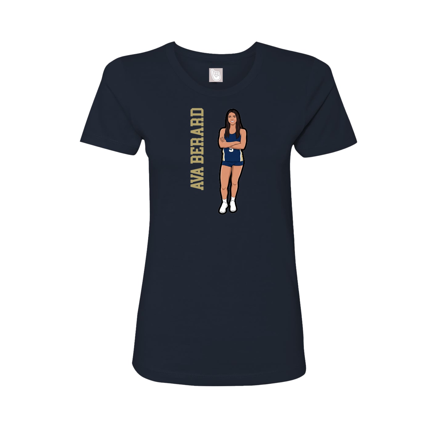 Fitted Women's Tee — Name Vertical in Navy