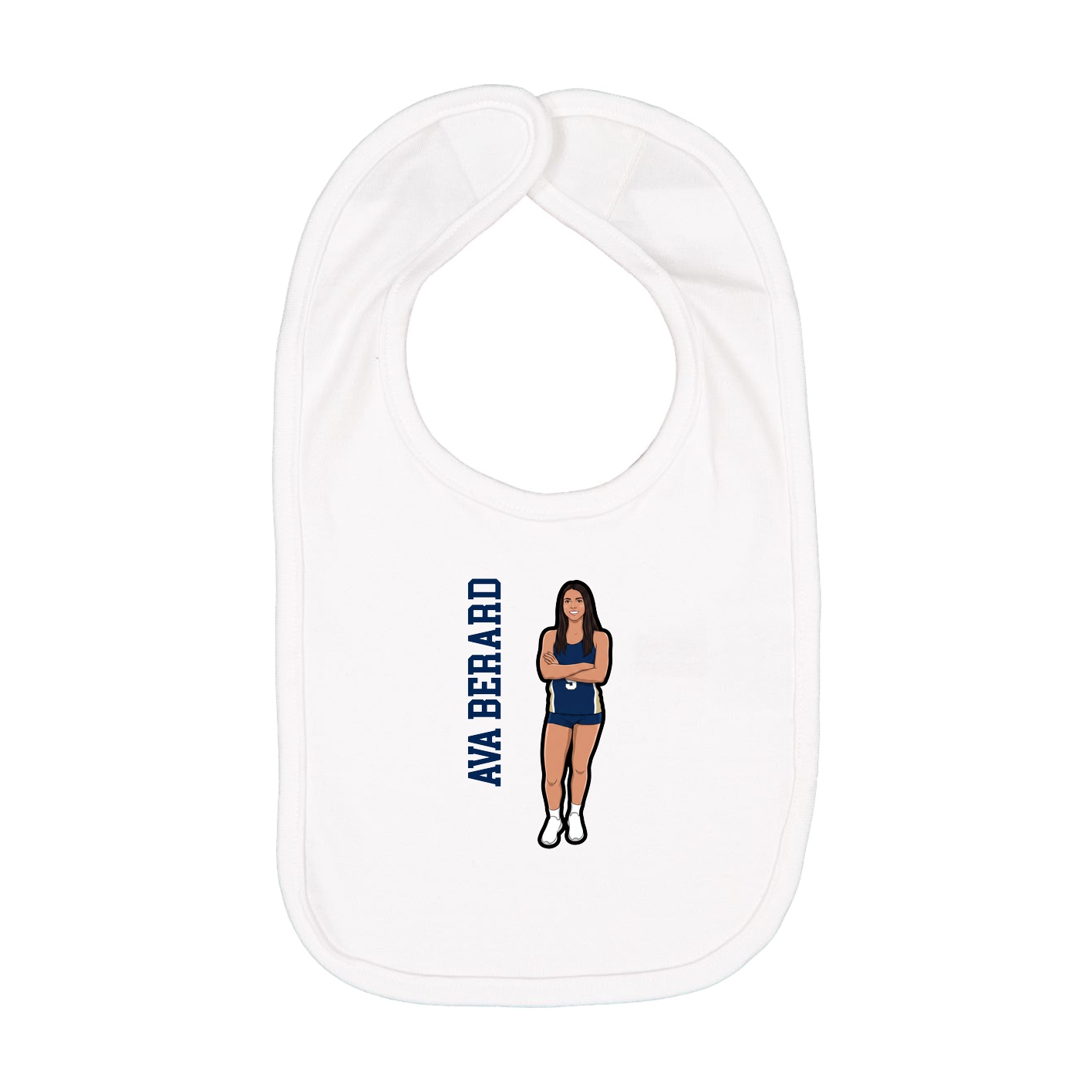 Infant Bib — Name Vertical in White