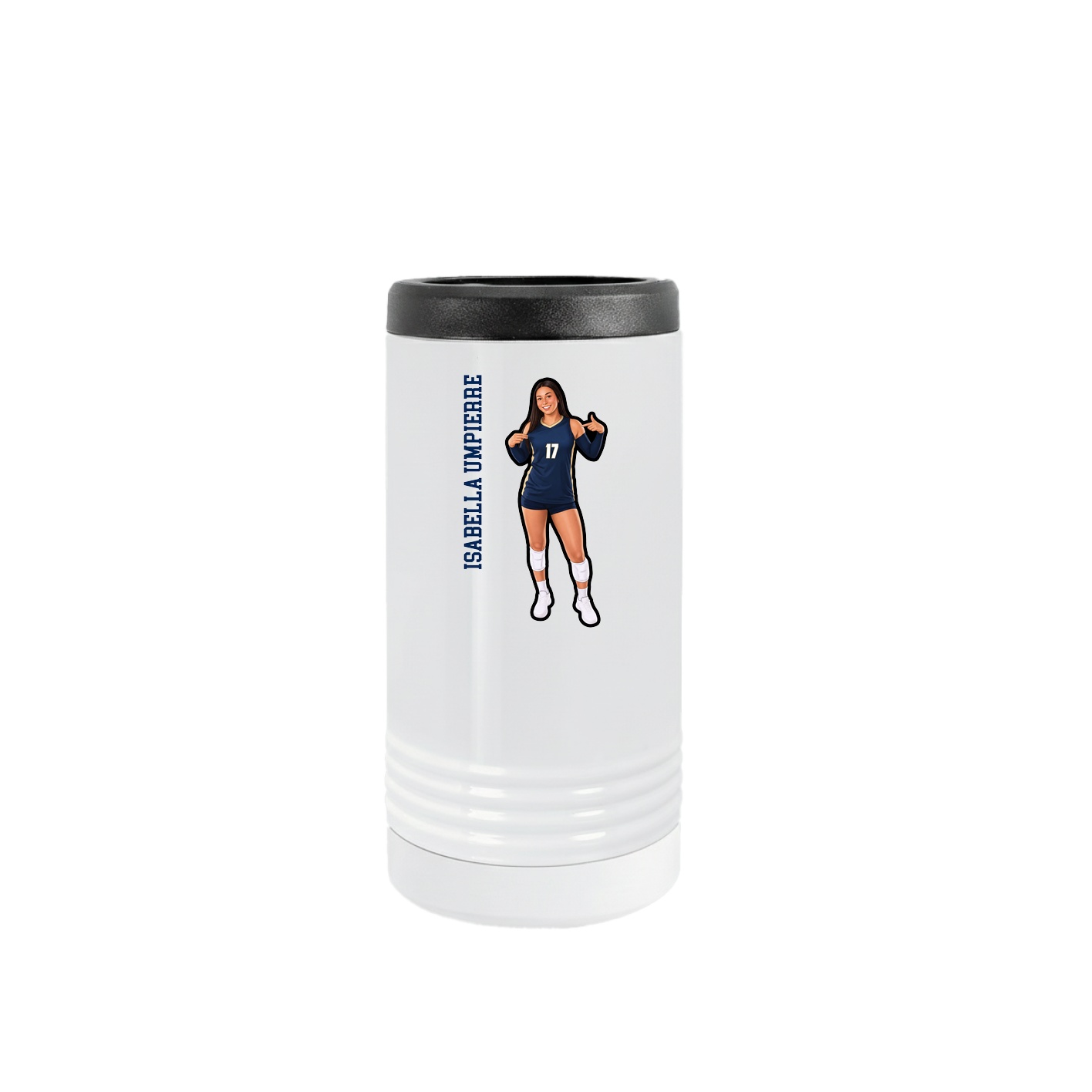 Slim Beverage Holder — Name Vertical in White