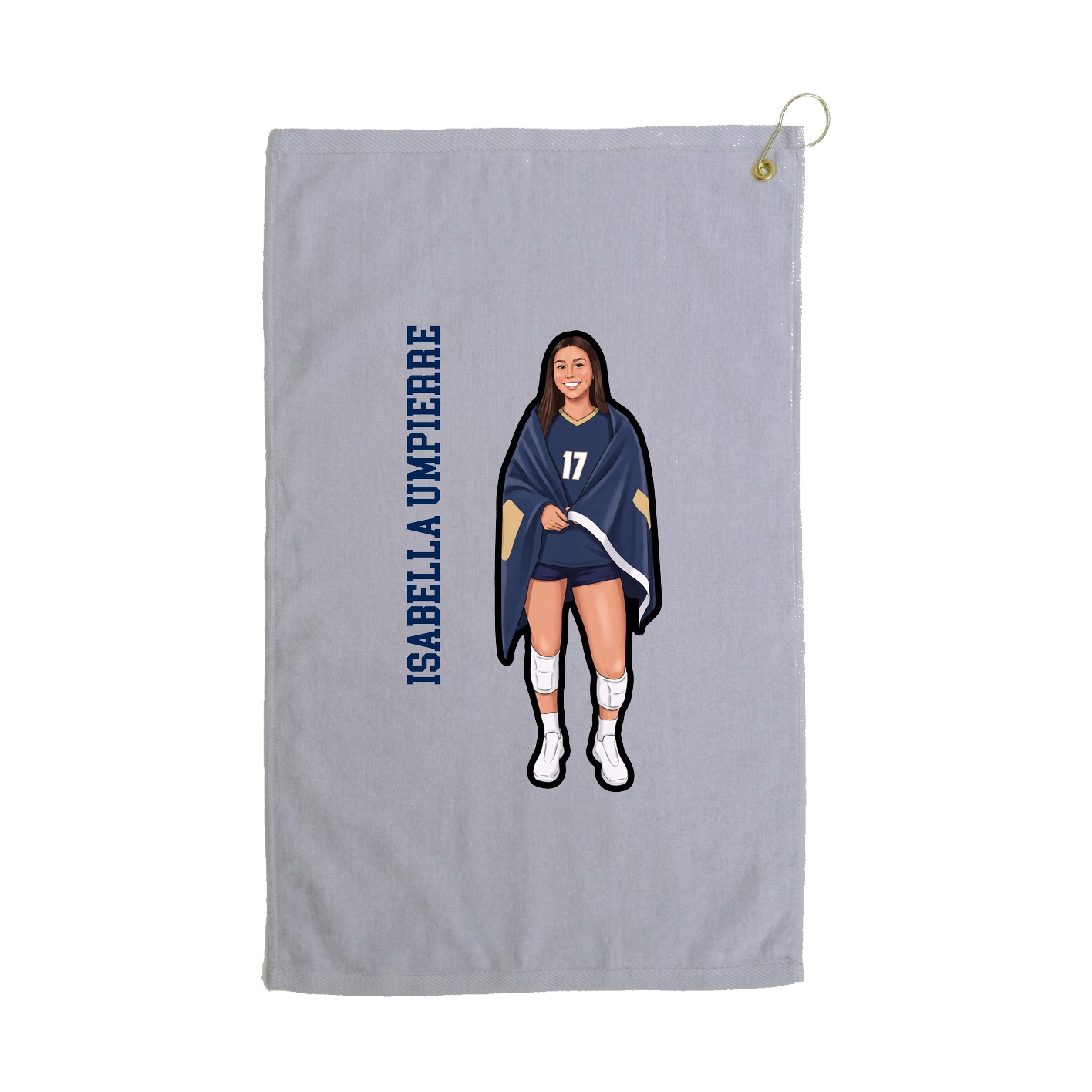 Golf Towel — Name Vertical in Grey