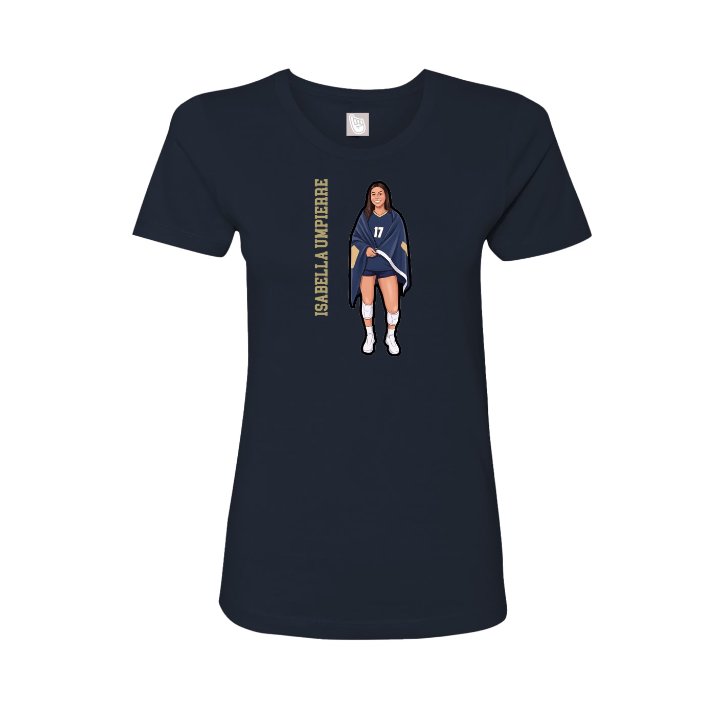 Fitted Women's Tee — Name Vertical in Navy