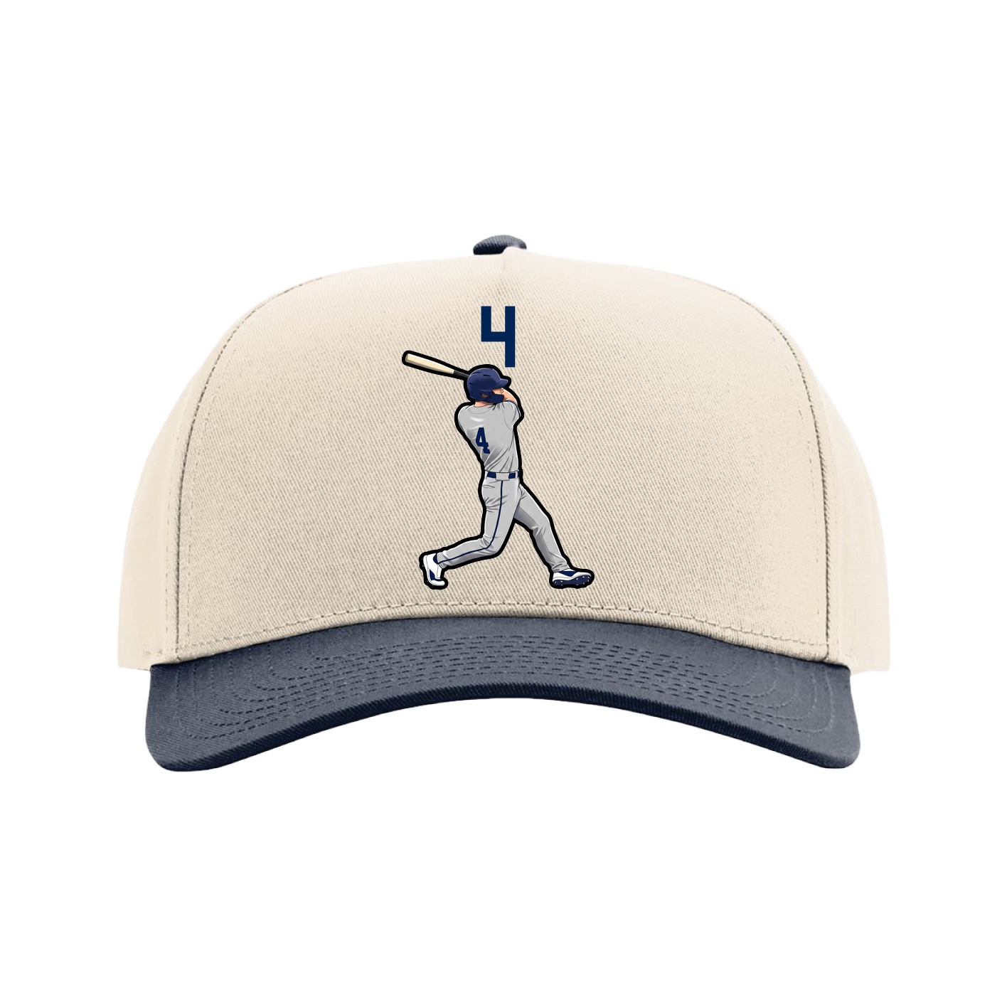 Full Fabric Five-Panel Champ Cap — Number Top in Cream/Navy