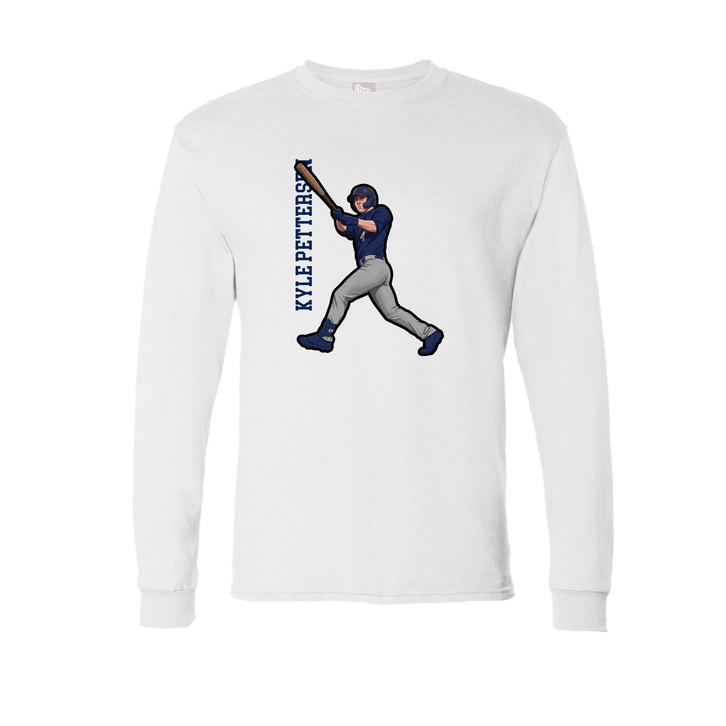 Long Sleeve Tee — Name Vertical in White