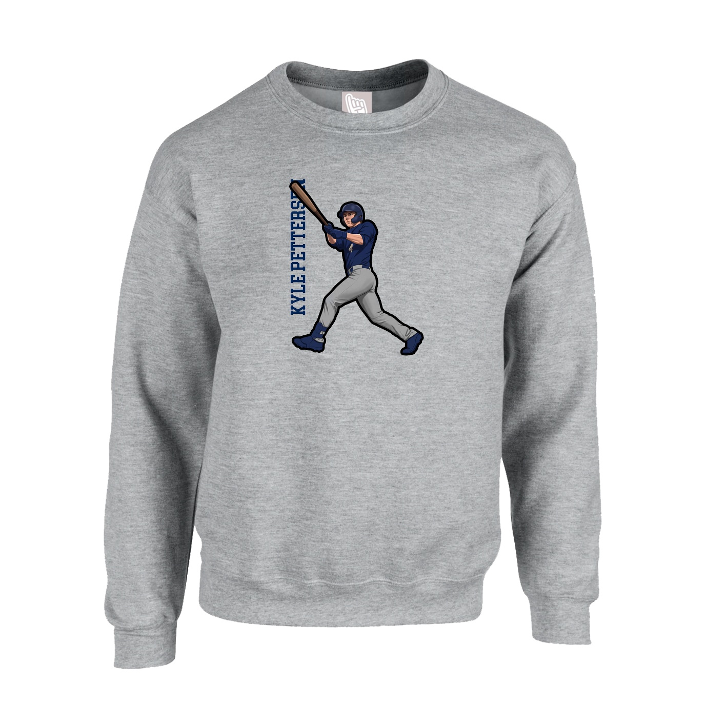 Fleece Crew — Name Vertical in Grey