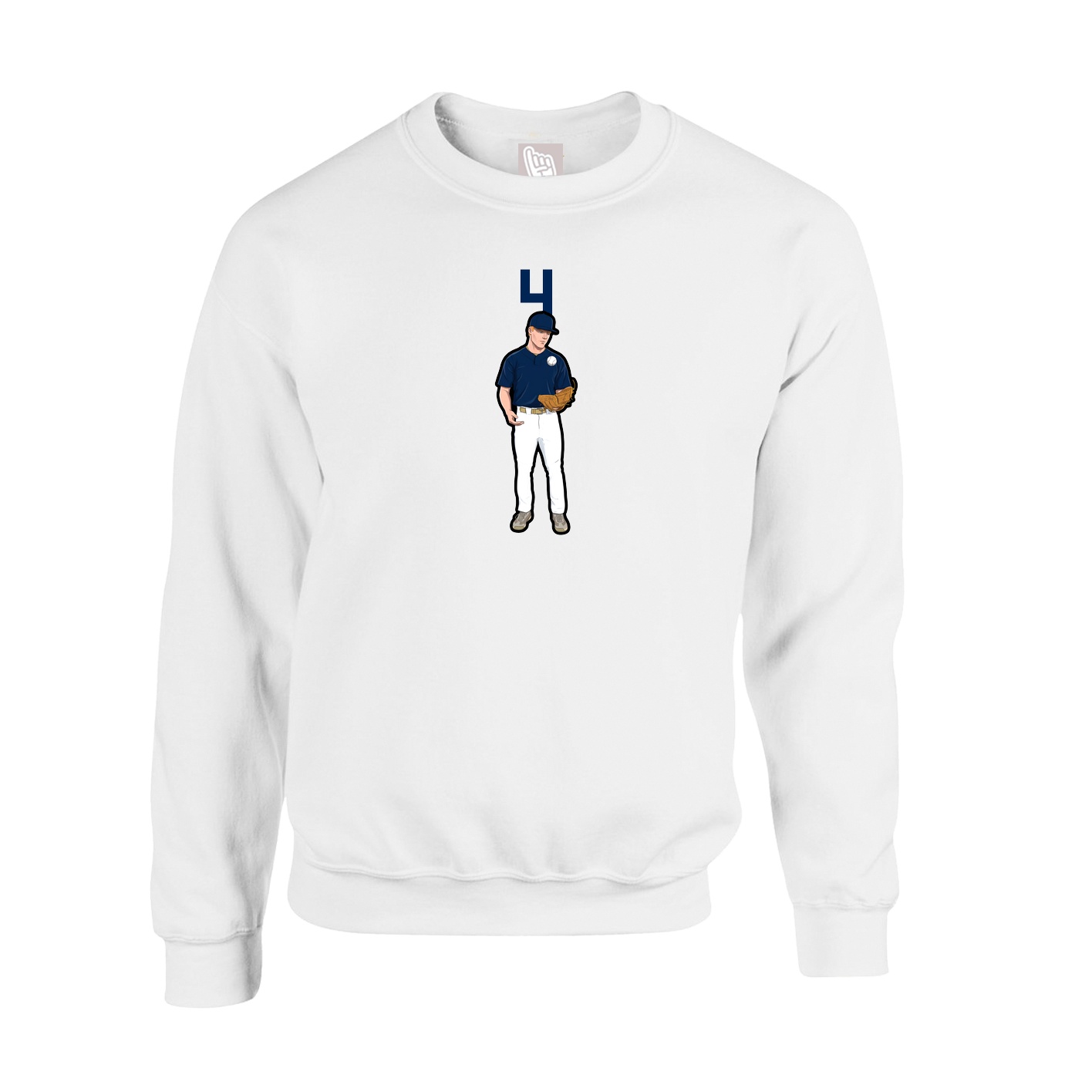 Fleece Crew — Number Top in White