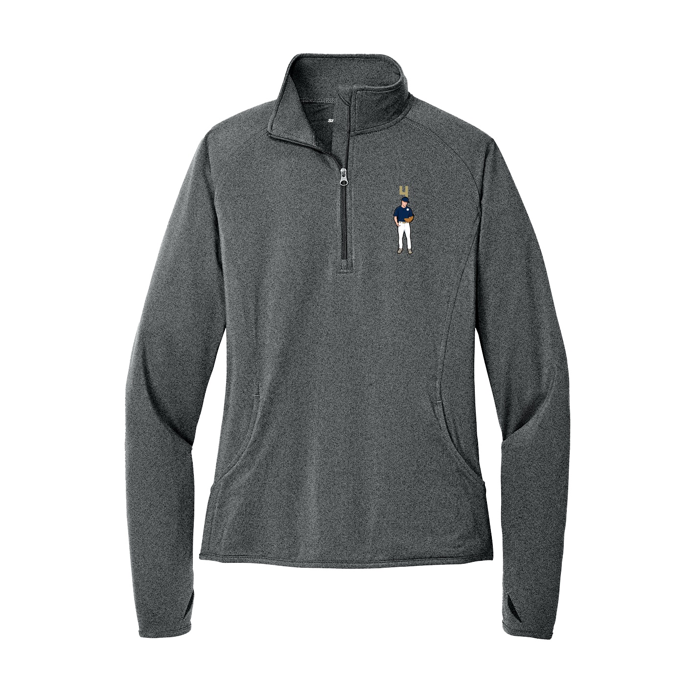 Women's Q-Zip Pullover — Number Top in Grey