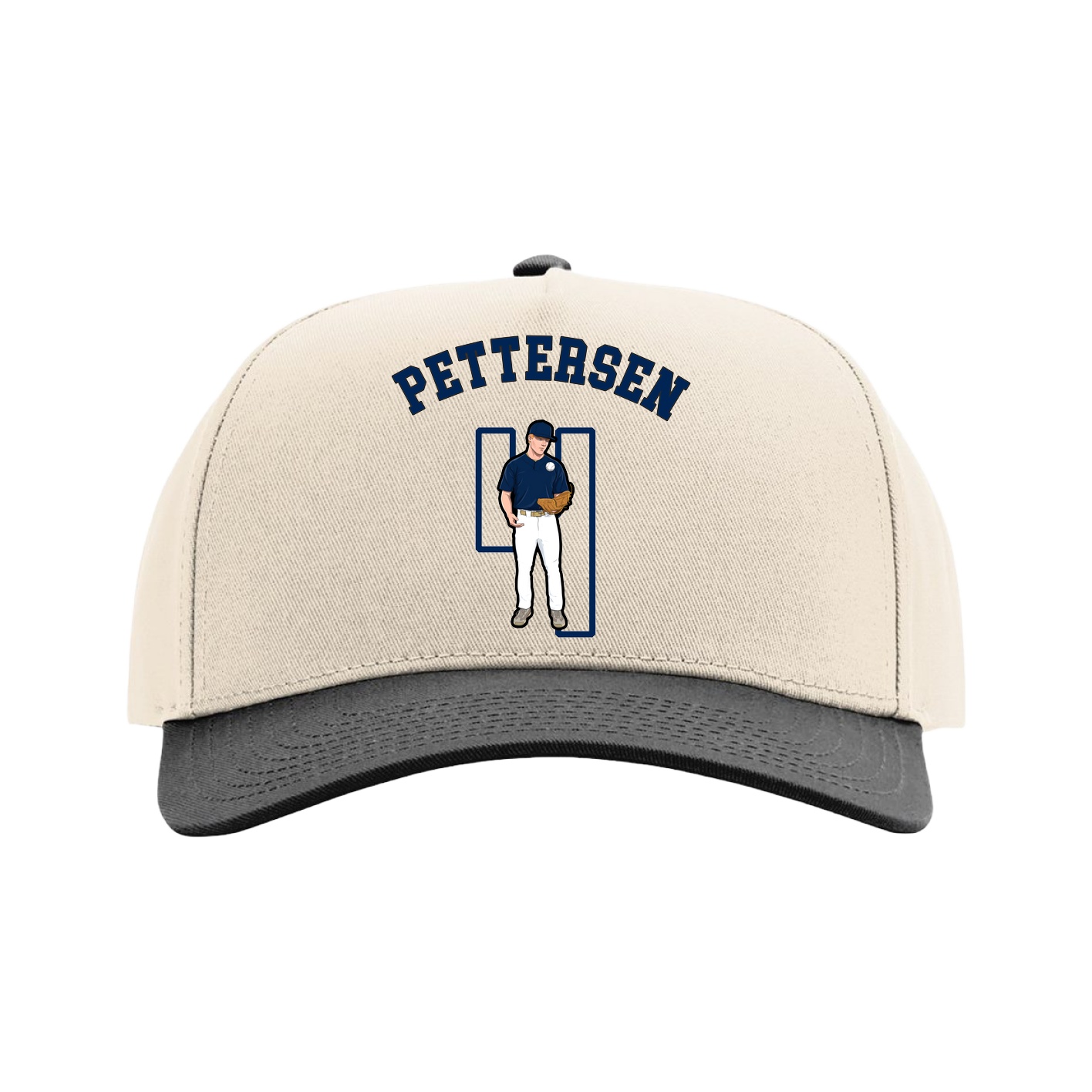 Full Fabric Five-Panel Champ Cap — Shirsey Arch in Cream/Black