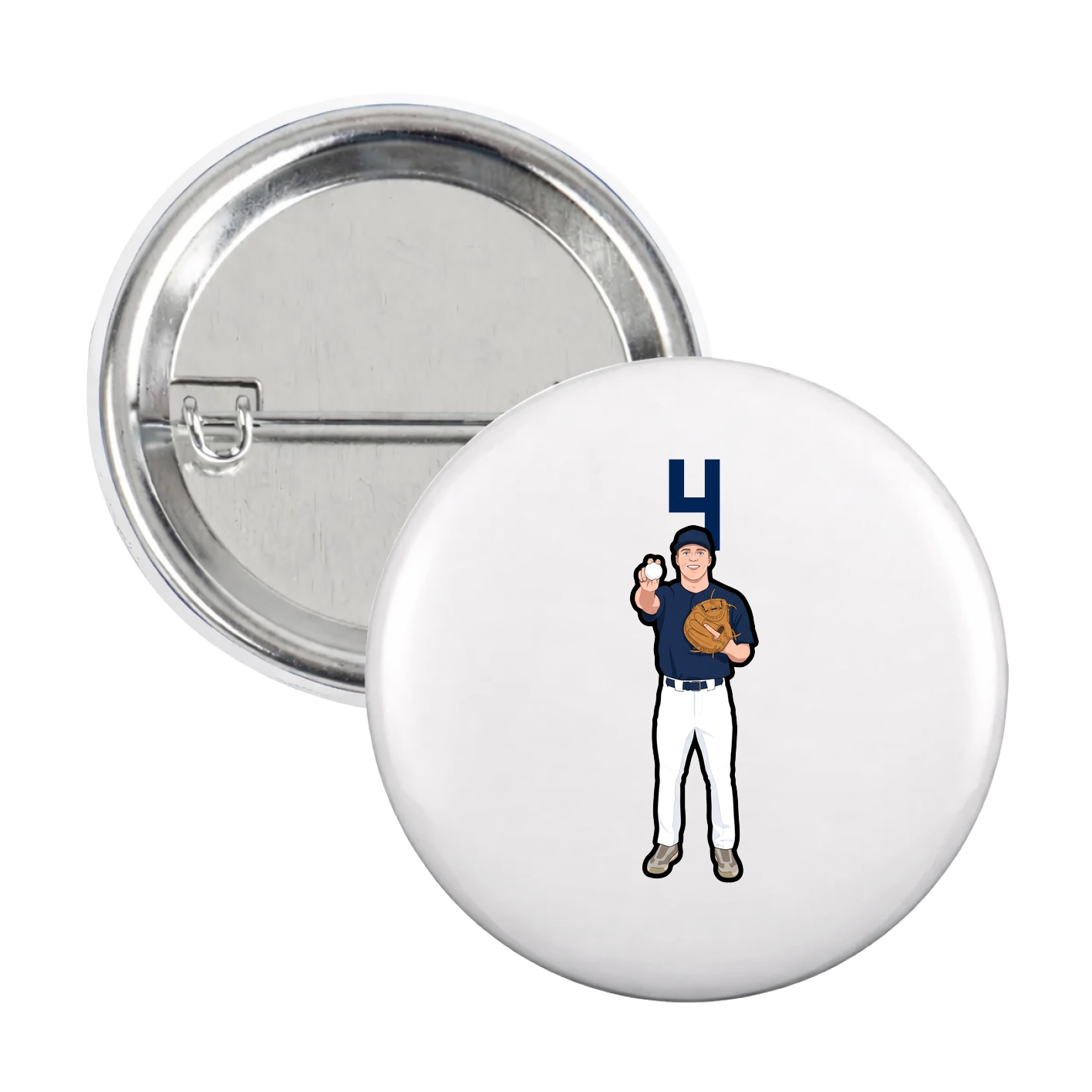 Game Day Button — Number Top in White